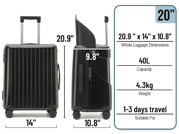 Nouveauté 2026 – Valise cabine Fridtrip de 51 cm (20 pouces) avec serrure TSA, siège pliable, roulettes pivotantes verrouillables, housse de protection et ceinture de sécurité incluses. Convient aux enfants et aux adultes