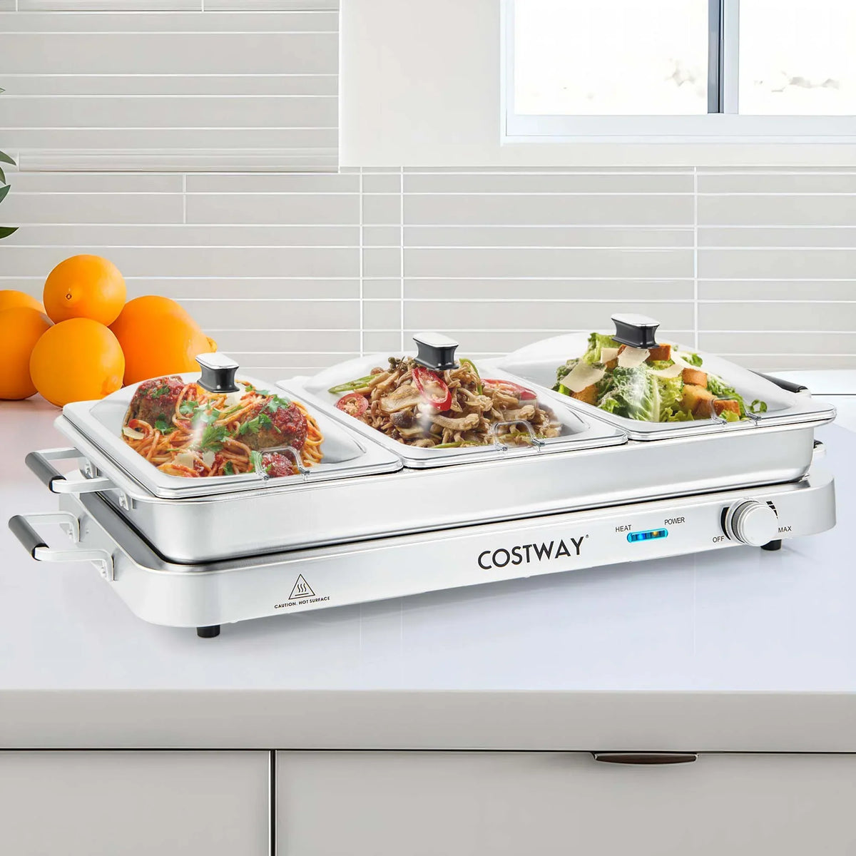 Nouveauté 2026 – Chauffe-plats Costway , buffet, plateau chauffant électrique 450 W en acier inoxydable pour réceptions