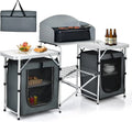 Nouveauté 2026 – Table de cuisine de camping Camping avec rangement, table de cuisson extérieure portable en aluminium avec pare-vent, table de camping pliable pour barbecue, grillades, fêtes et pique-niques