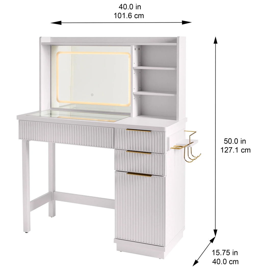 Nouveauté 2026 – Coiffeuse Lillian de Better Homes & Gardens avec miroir éclairé par DEL, finition blanche