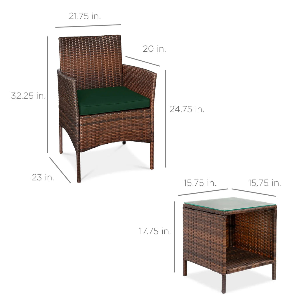 Nouveauté 2026 – Ensemble bistro de jardin 3 pièces en résine tressée Best Choice Products , avec 2 chaises et une table - Gris/Bleu marine