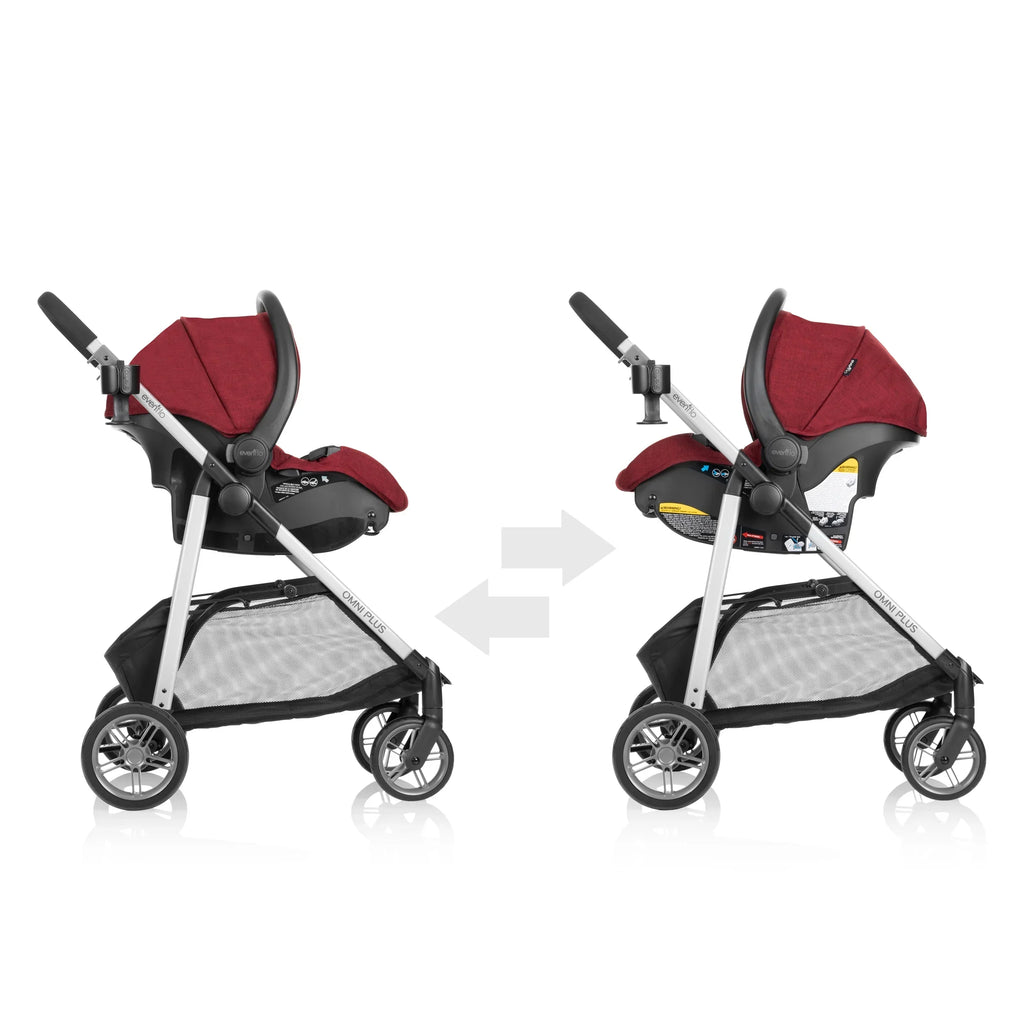 Nouveauté 2026 – Système de voyage modulaire Evenflo Omni Plus avec siège auto pour bébé LiteMax Sport, gris Mylar, unisexe