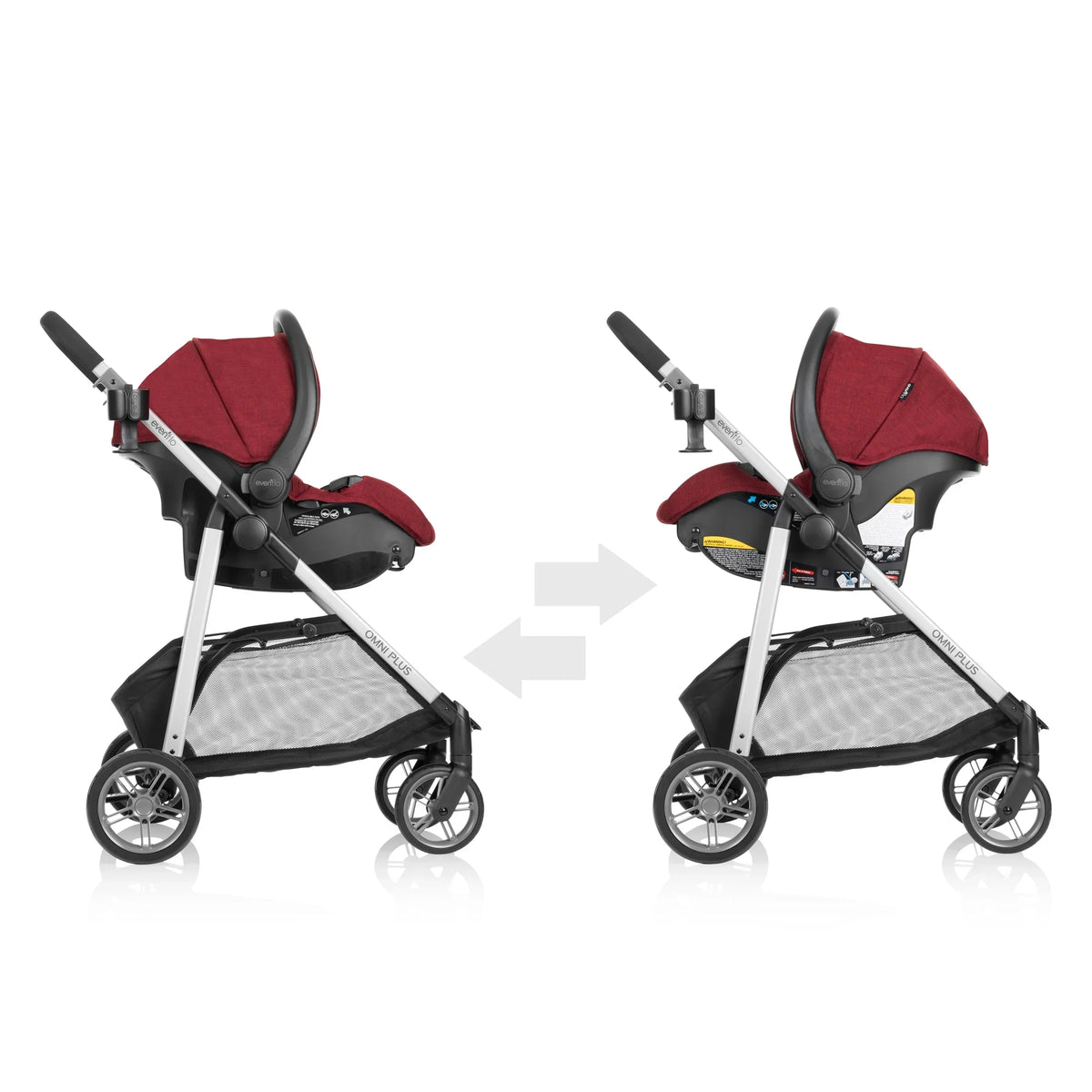 Nouveauté 2026 – Système de voyage modulaire Evenflo Omni Plus avec siège auto pour bébé LiteMax Sport, gris Mylar, unisexe