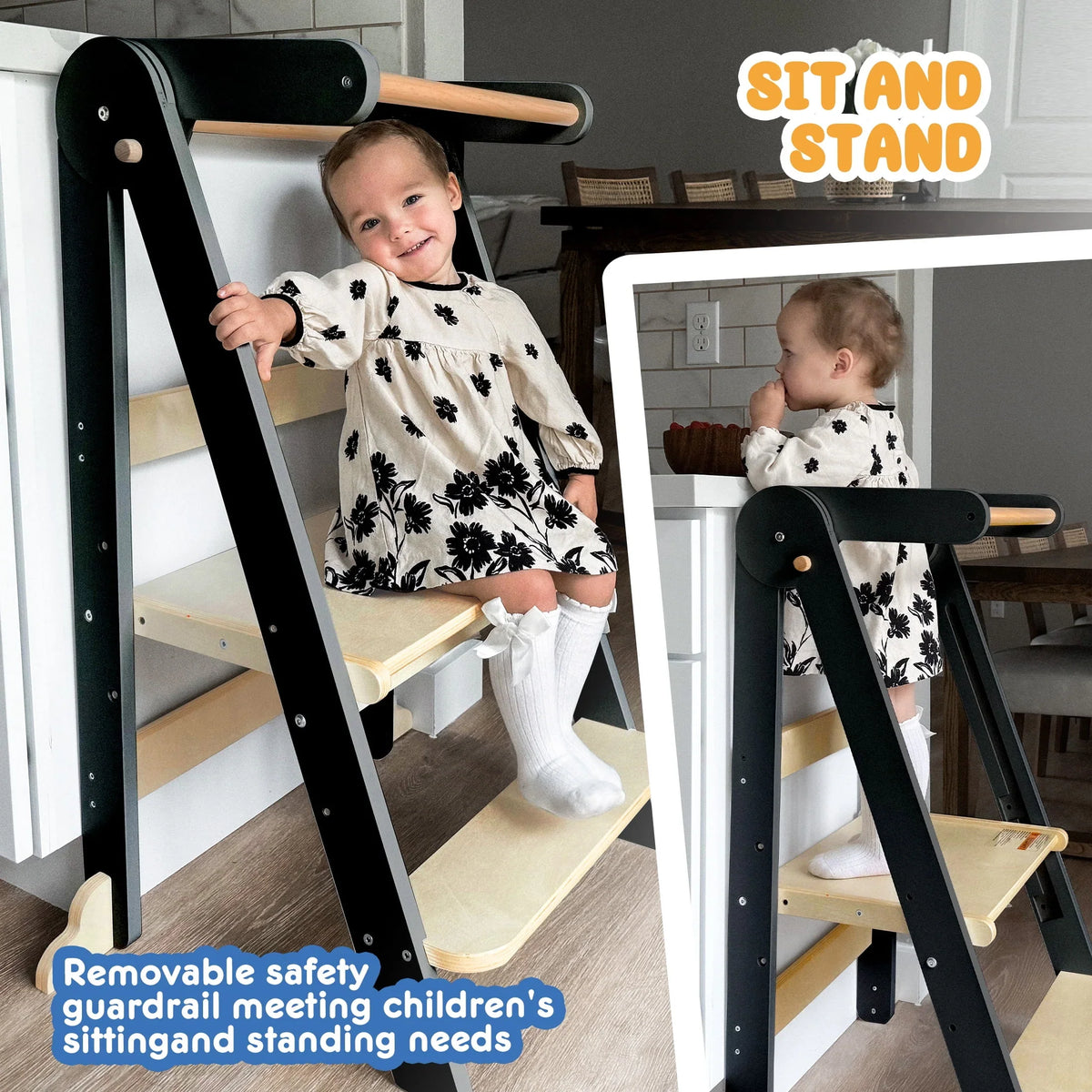 Nouveauté 2026 – Tour de cuisine pliable HARPPA pour tout-petits, tour sur pied pour enfants de 1,5 à 6 ans, blanche