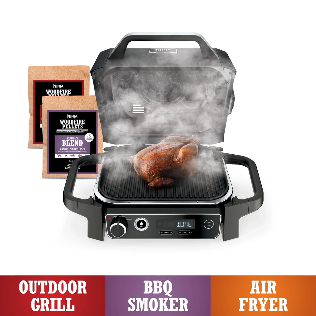 Nouveauté 2026 – Barbecue et fumoir d'extérieur Woodfire , 3 en 1 : grill, fumoir et friteuse à air chaud, avec technologie Woodfire, OG700