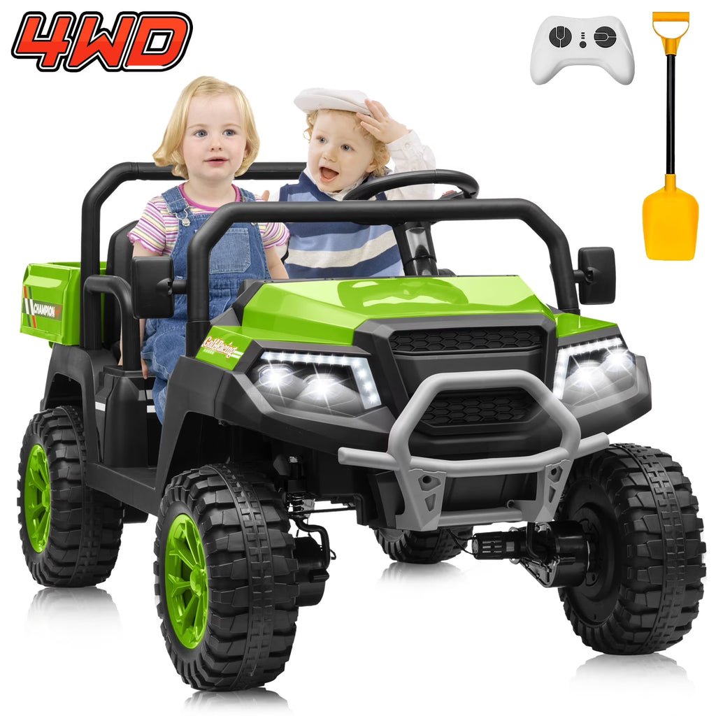 Nouveauté 2026 – Joyracer , véhicule tout-terrain électrique (UTV) 24 volts pour enfants, 2 places, avec télécommande. Voiturette de golf électrique avec 4 moteurs de 200 W, remorque inclinable et pelle, suspension à ressorts sur les 4 roues, musique