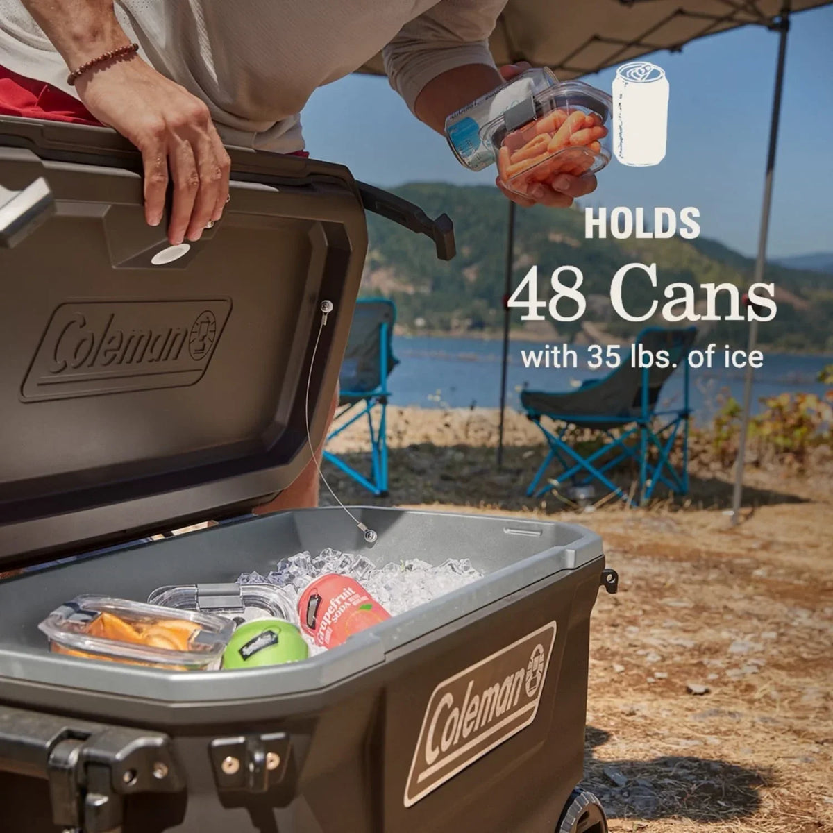 Nouveauté 2026 – Glacière rigide Coleman Convoy Series , 65 pintes (environ 60 litres), avec roulettes, capacité jusqu'à 48 canettes, couleur noyer brun