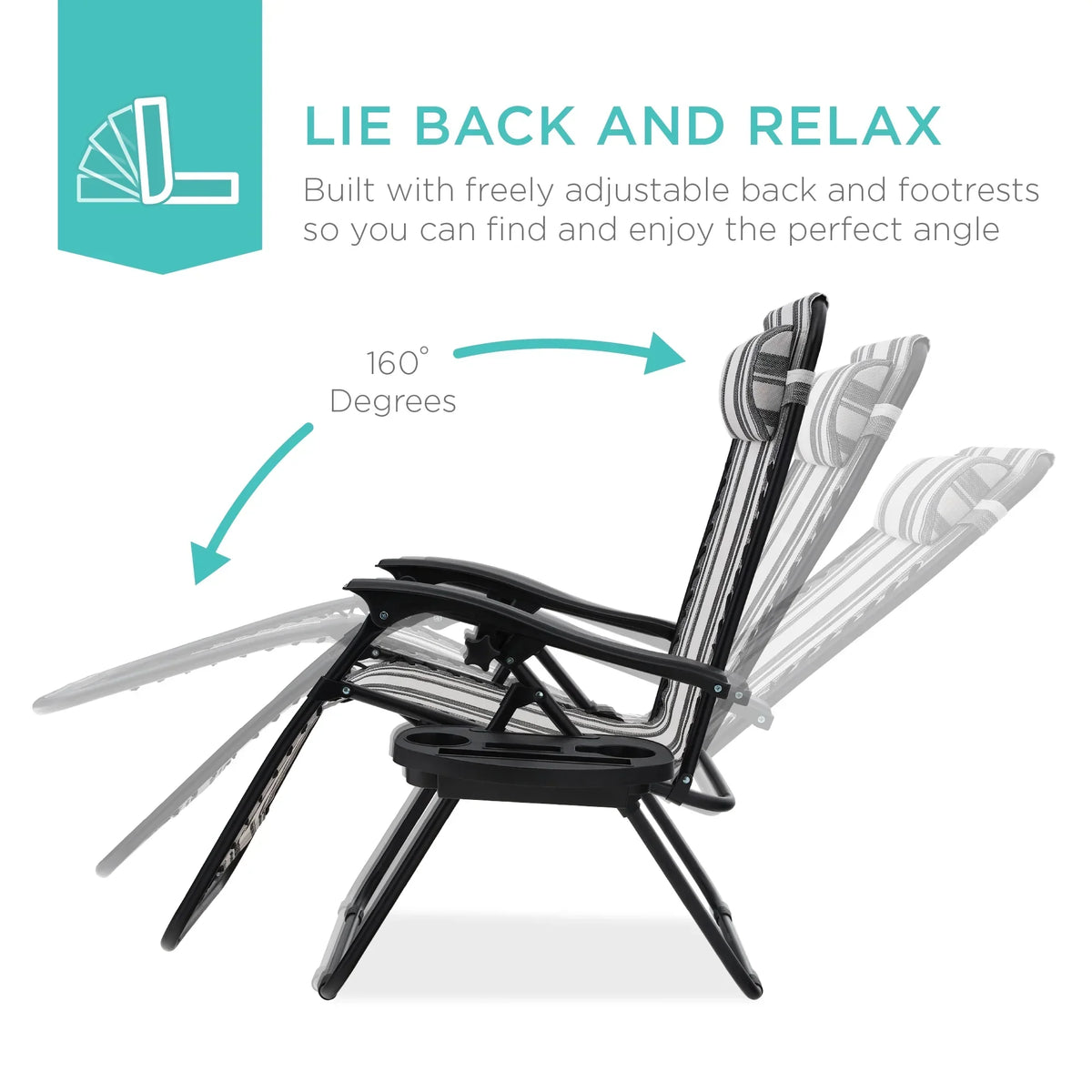 Nouveauté 2026 – Ensemble de 2 fauteuils inclinables zéro gravité Best Choice Products pour terrasse et piscine avec porte-gobelet - Gris