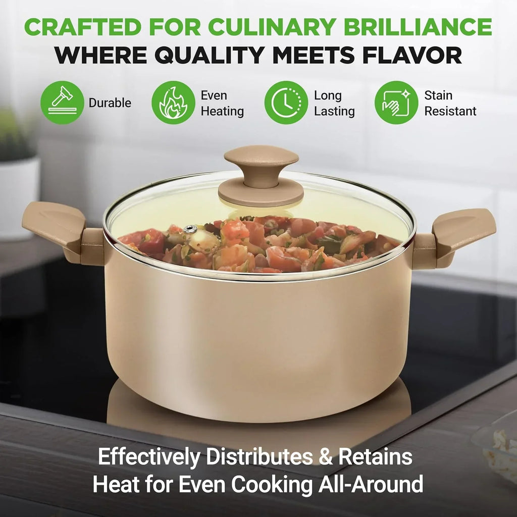 Nouveauté 2026 – Ensemble de cuisine 54 pièces – Ensemble complet de casseroles et poêles en céramique antiadhésive avec ustensiles, moules à pâtisserie et couteaux, compatible gaz, électrique et induction, rose poudré – Indispensables pour la cuisin
