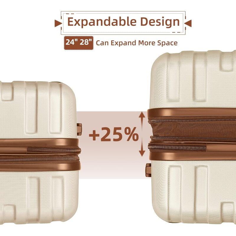 Nouveauté 2026 – Ensemble de bagages Lobage , 6 pièces, comprenant sacs de voyage, valises rigides extensibles à roulettes multidirectionnelles et serrure TSA, couleur crème