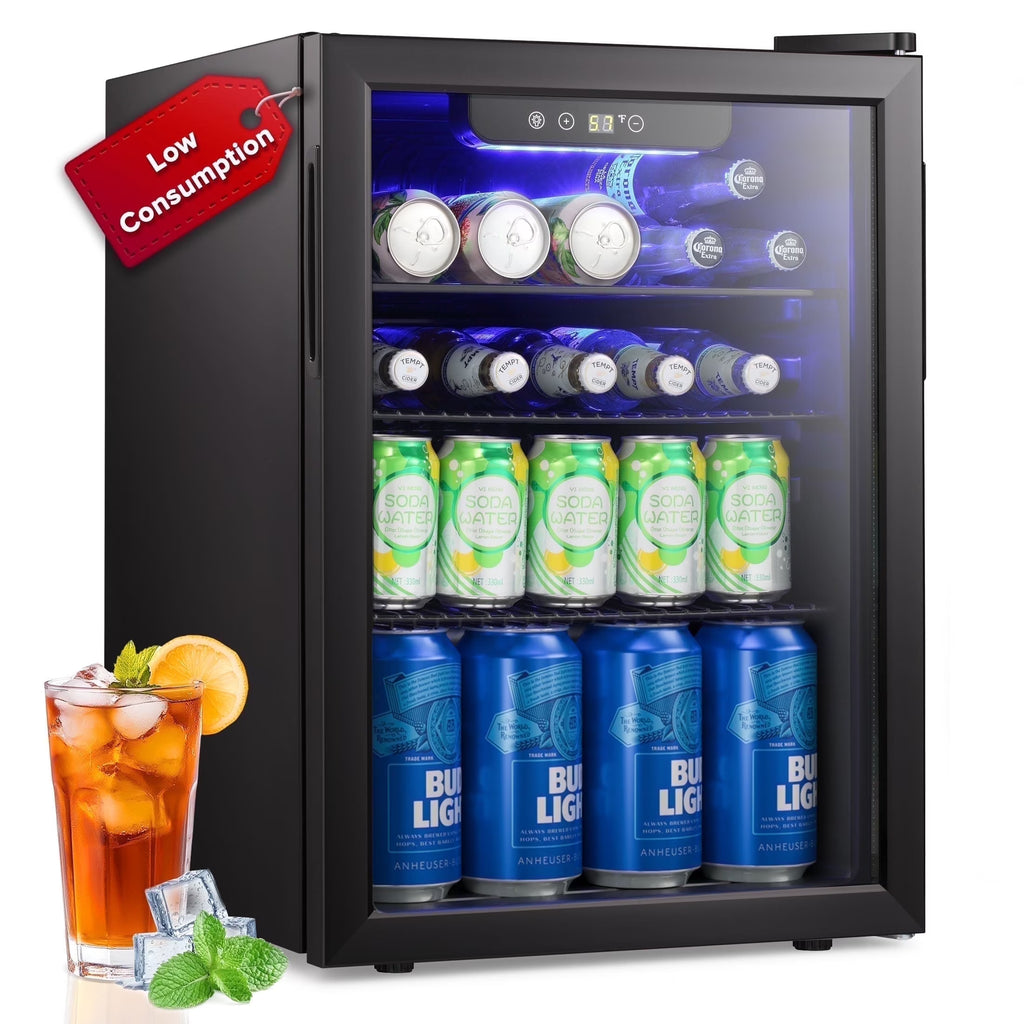 Nouveauté 2026 – Mini-réfrigérateur à boissons Auseo , 1,3 pi³ (37 litres) - Capacité de 55 canettes et 12 bouteilles - Porte double vitrée - Idéal pour la maison, le bar ou le bureau - Commandes tactiles électroniques