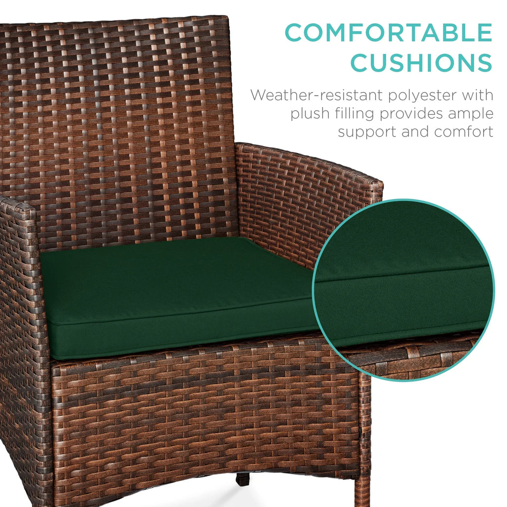 Nouveauté 2026 – Ensemble bistro de jardin 3 pièces en résine tressée Best Choice Products , avec 2 chaises et une table - Gris/Bleu marine