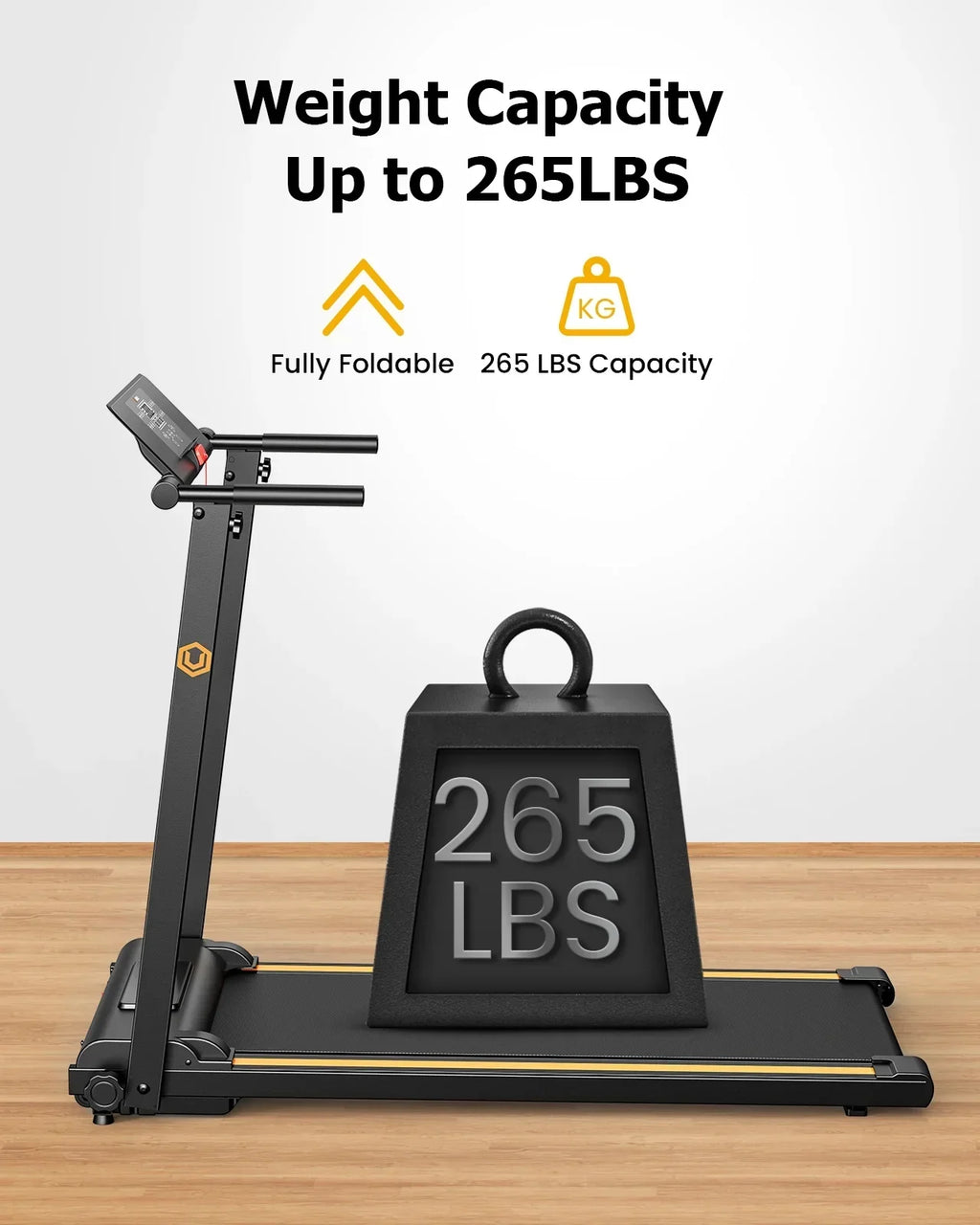 Nouveauté 2026 – Tapis de course pliable UREVO , mini-tapis de course portable de 2,25 CV pour la maison et le bureau, tapis de course compact avec 12 modes HIIT, écran LCD, capacité de 120 kg
