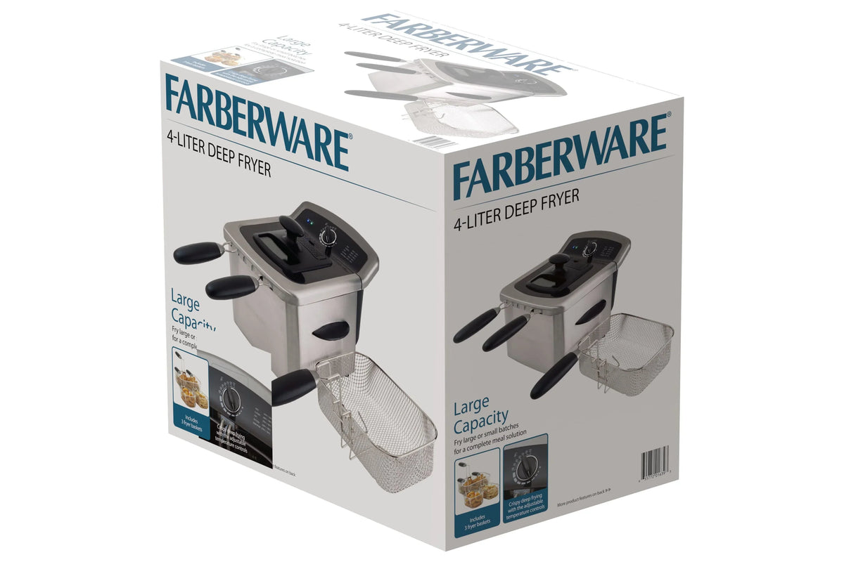 Nouveauté 2026 – Friteuse Farberware 4L, acier inoxydable, électrique, neuve, modèle 201639