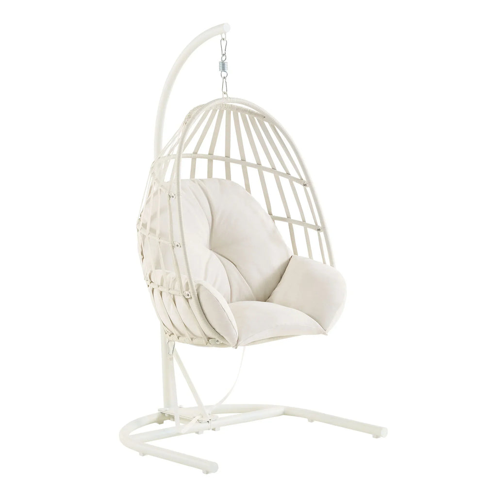 Nouveauté 2026 – Fauteuil suspendu œuf en osier d'extérieur Mainstays, gris, collection