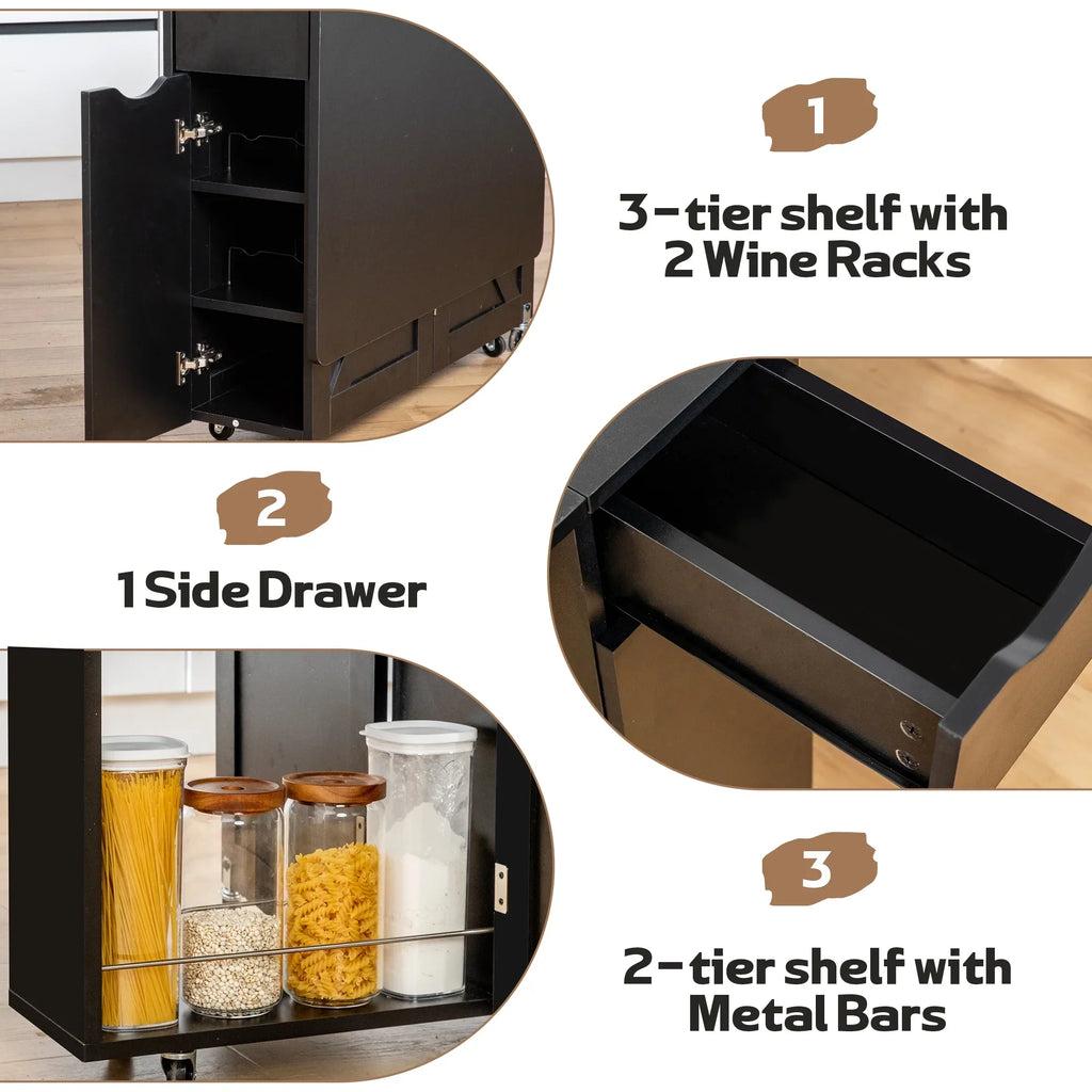 Nouveauté 2026 – Table de salle à manger pliante spanspace , table à abattants avec 6 roulettes et étagère de rangement à 2 niveaux, table gain de place pour petits espaces, table de cuisine pliante, blanche