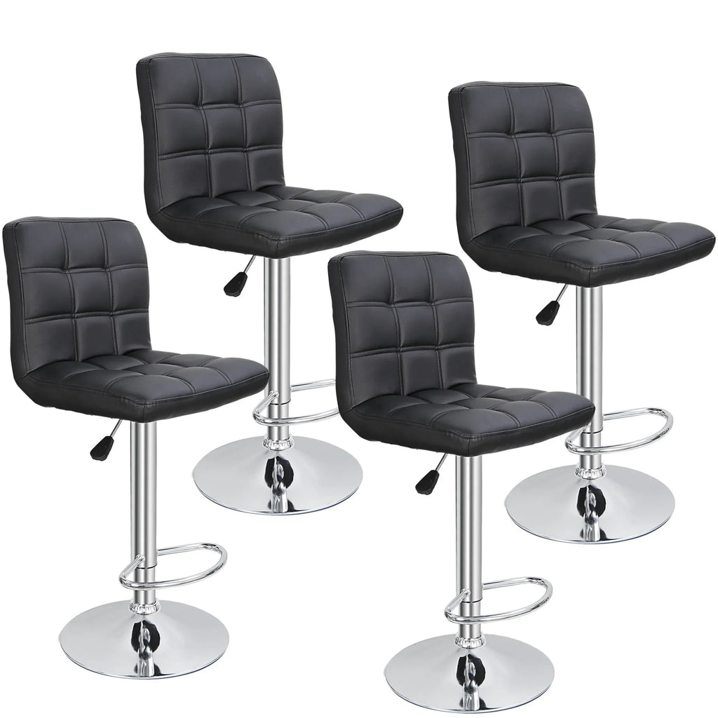 Nouveauté 2026 – Ensemble de 4 tabourets de bar ZENY , coussin moelleux, structure en métal, pivotants, 61-81 cm, noir