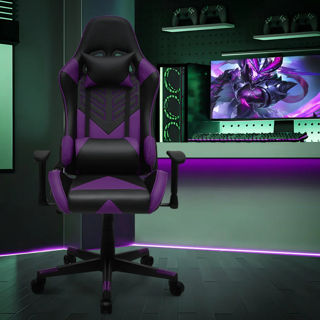 Nouveauté 2026 – Chaise de jeu ergonomique Magshion , chaise de jeu confortable, chaise de bureau en cuir, chaise de jeu pivotante et réglable, bleue