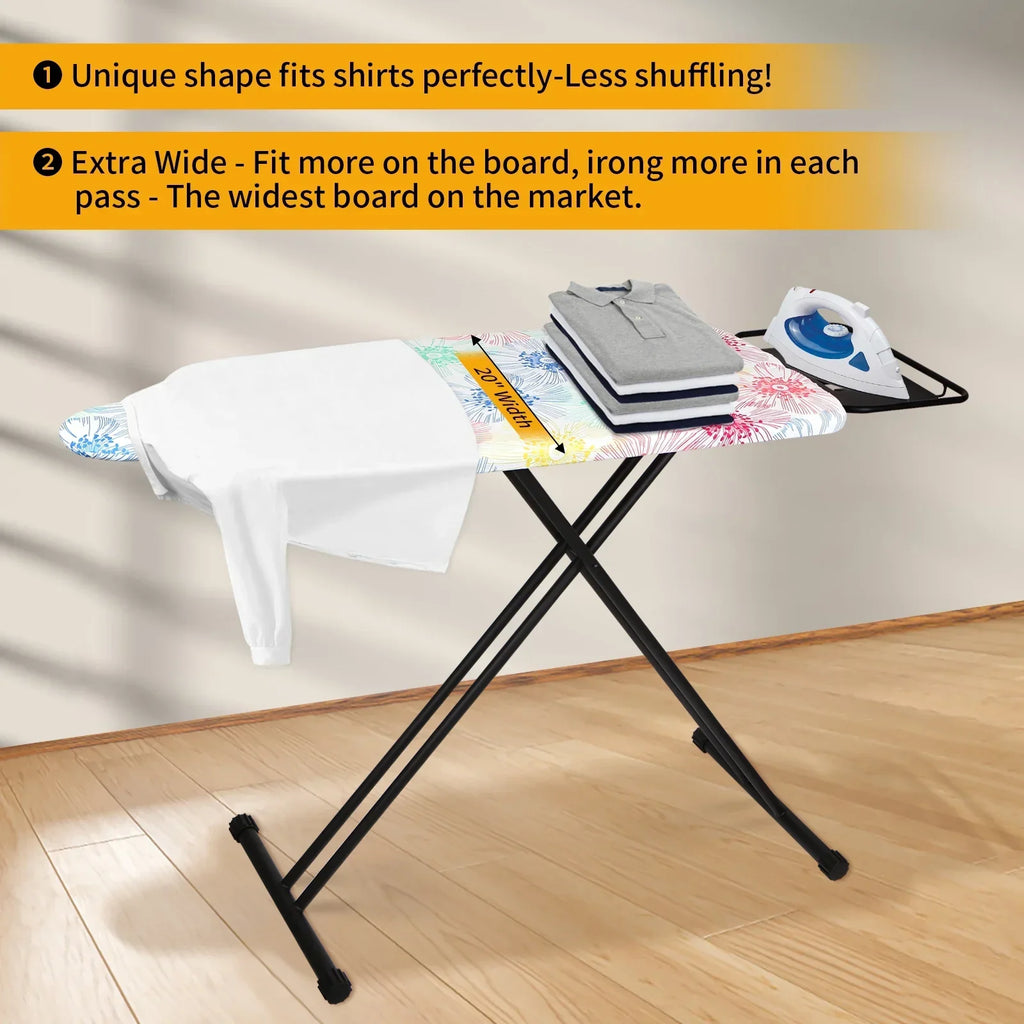 Nouveauté 2026 – Planche à repasser extra large KDJ HOME Slieton avec barre de suspension, 51 cm de large (20 pouces