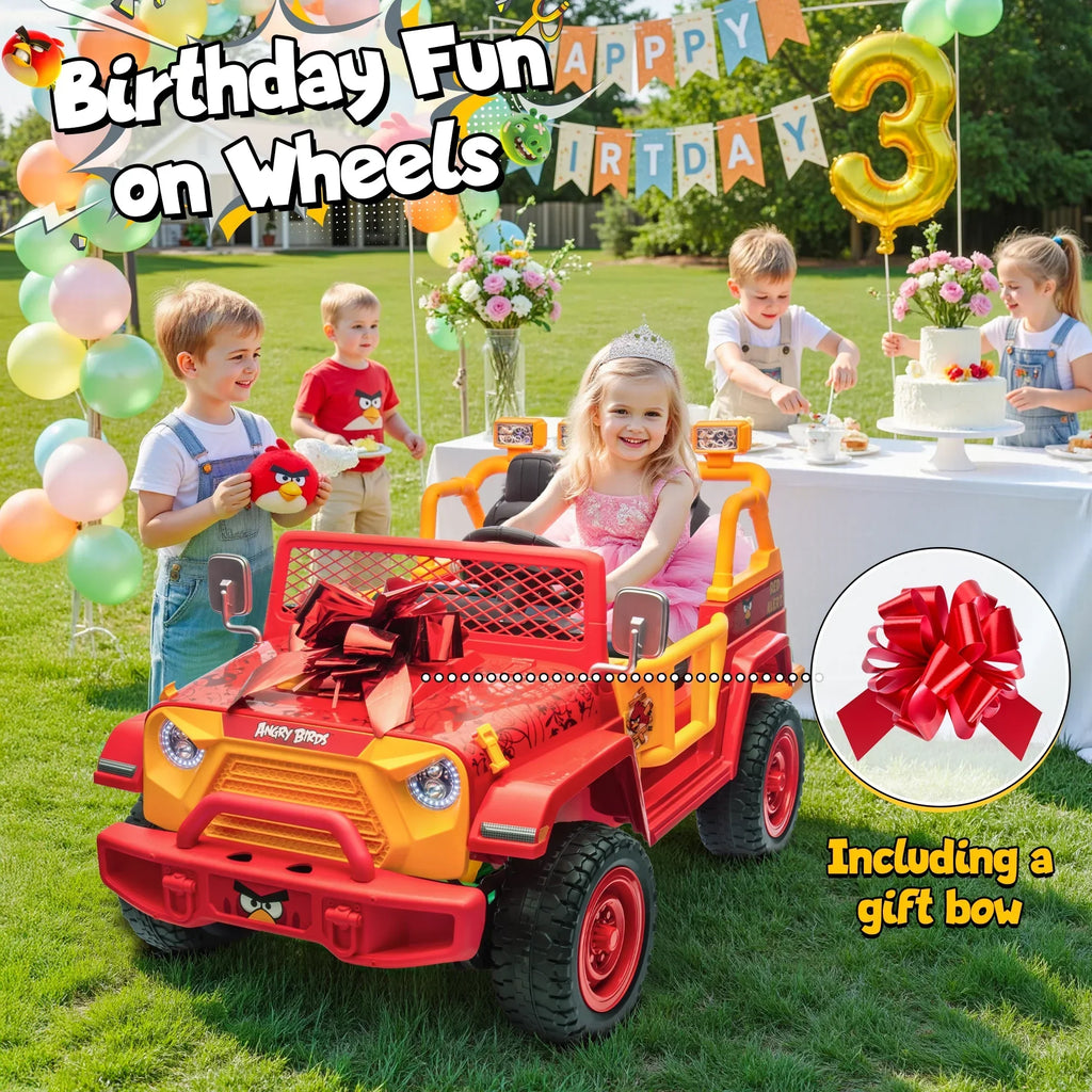 Nouveauté 2026 – Joyracer , véhicule électrique 24 volts pour enfants de 3 à 8 ans, sous licence Angry Birds, avec télécommande, pelle, Bluetooth, phares et roues motorisées. Convient aux enfants jusqu'à 60 kg (130 lbs). Couleur verte
