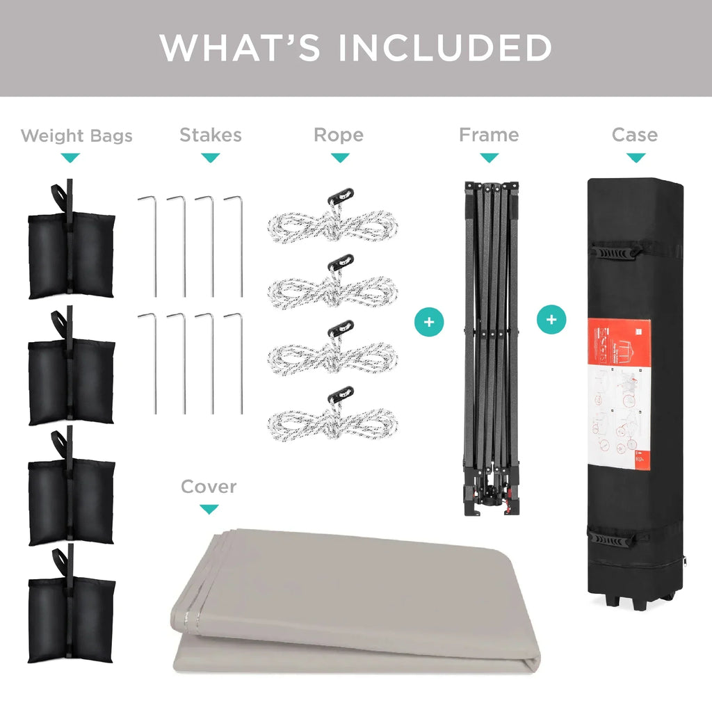 Nouveauté 2026 – Best Choice Products 3,66 m x 3,66 m - Abri pliant facile à monter avec installation en un clic, sac à roulettes et 4 sacs de lestage - Bleu marine
