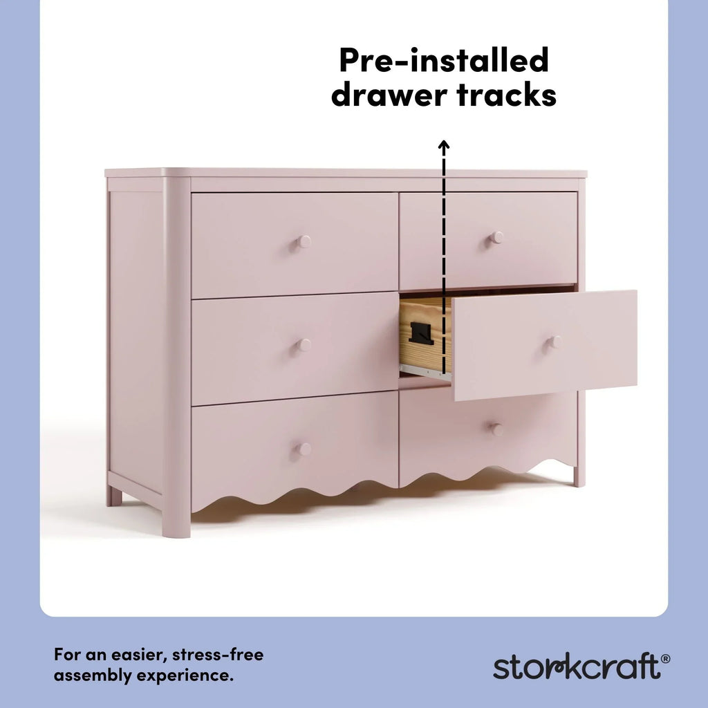 Nouveauté 2026 – Commode pour chambre d'enfant Storkcraft Casablanca 6 tiroirs, couleur sauge