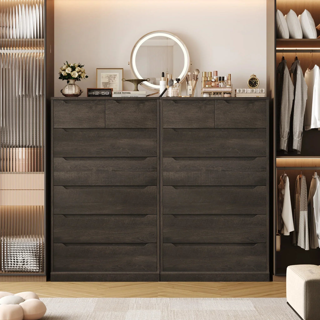 Nouveauté 2026 – Commode blanche Homfa 7 tiroirs, 130 cm de hauteur, meuble de rangement en bois avec base stable améliorée, commode verticale pour chambre ou salon