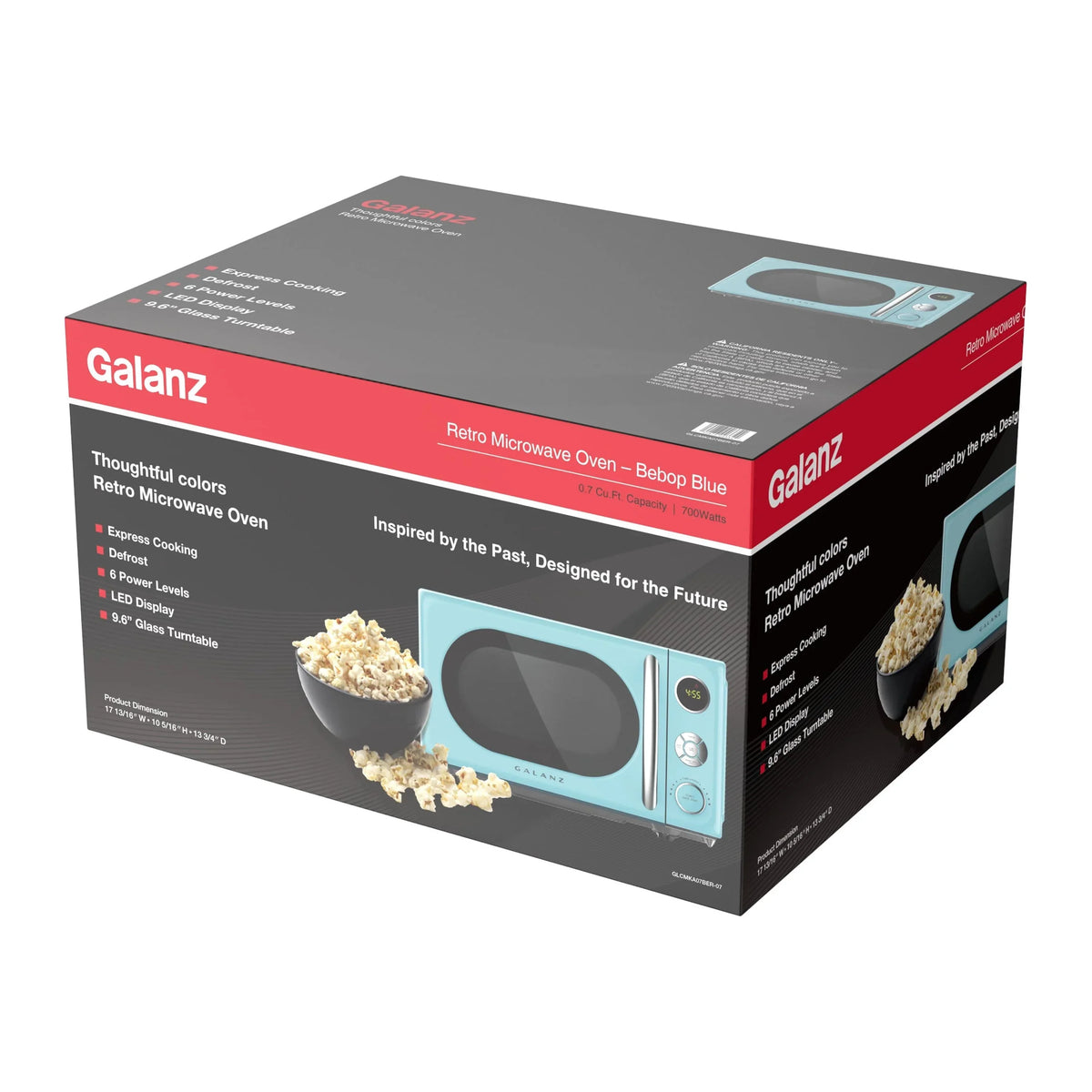 Nouveauté 2026 – Four à micro-ondes de comptoir rétro Galanz 0,7 pi³ , 700 watts, bleu, neuf