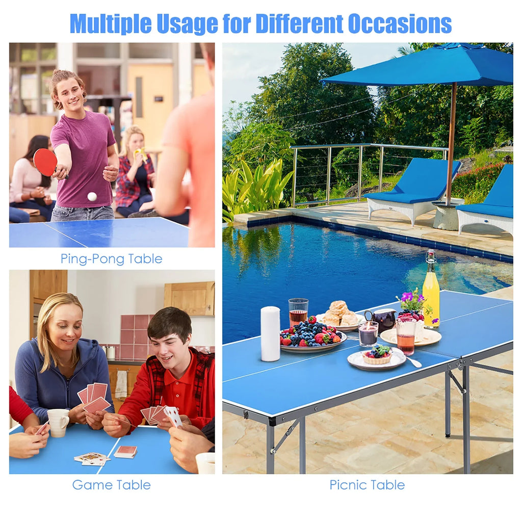 Nouveauté 2026 – Table de ping-pong portable Goplus (15 x 7,5 cm) avec accessoires, pour une utilisation intérieure et extérieure