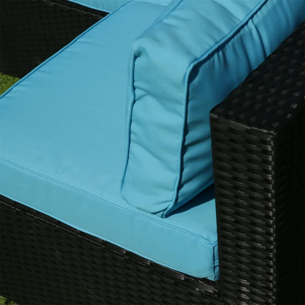 Nouveauté 2026 – Ensemble de mobilier de patio 7 pièces , canapé d'angle en rotin PE, ensemble de conversation avec coussins et table basse en verre, pour balcon, pelouse et jardin, gris