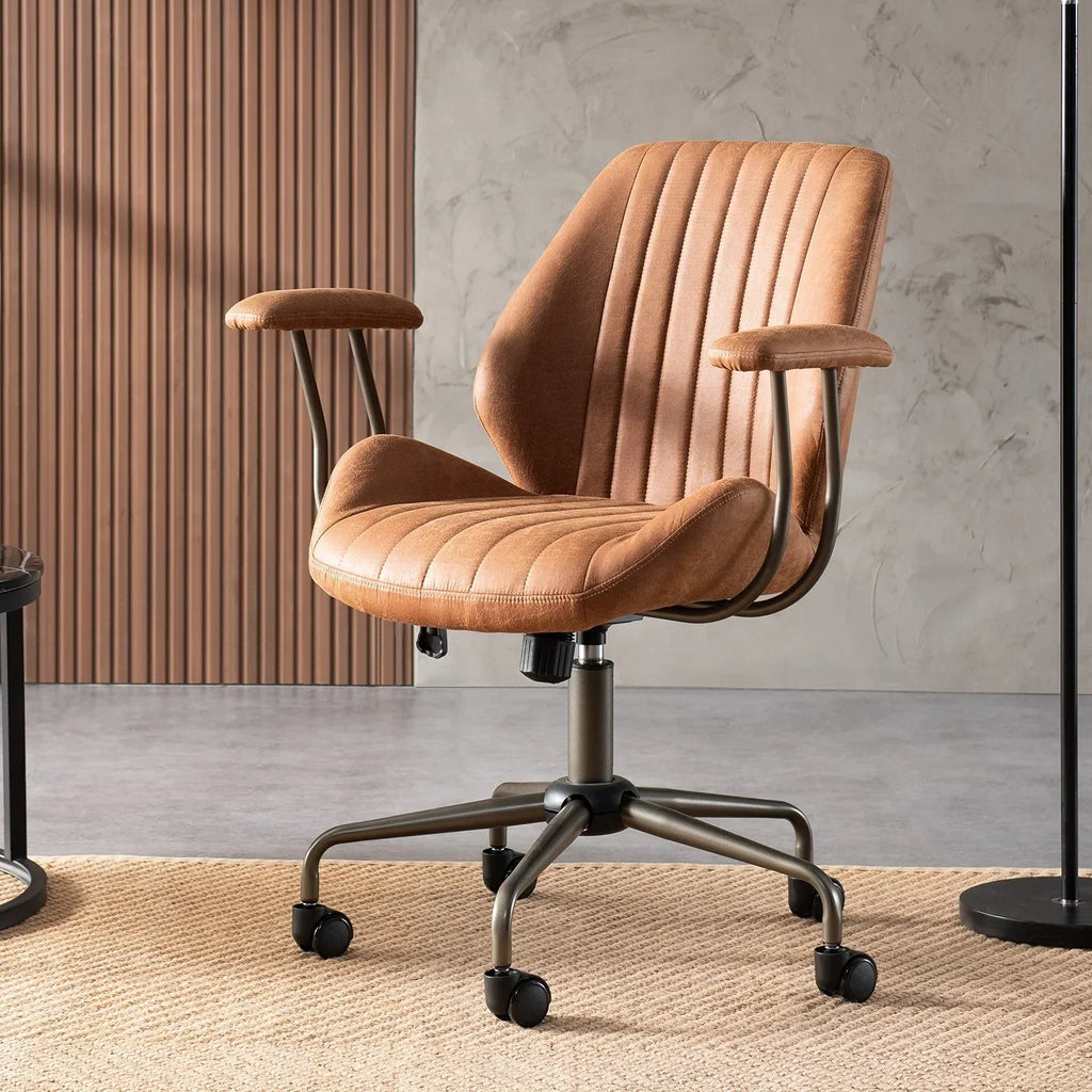 Nouveauté 2026 – Chaise de bureau ergonomique Ovios , chaise de bureau moderne en tissu suédé avec soutien lombaire pour bureau à domicile