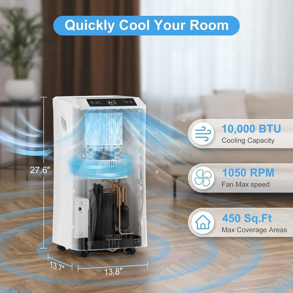 Nouveauté 2026 – Climatiseur portable 3 en 1 (10 000 BTU) avec télécommande Wi-Fi intelligente, déshumidificateur et ventilateur