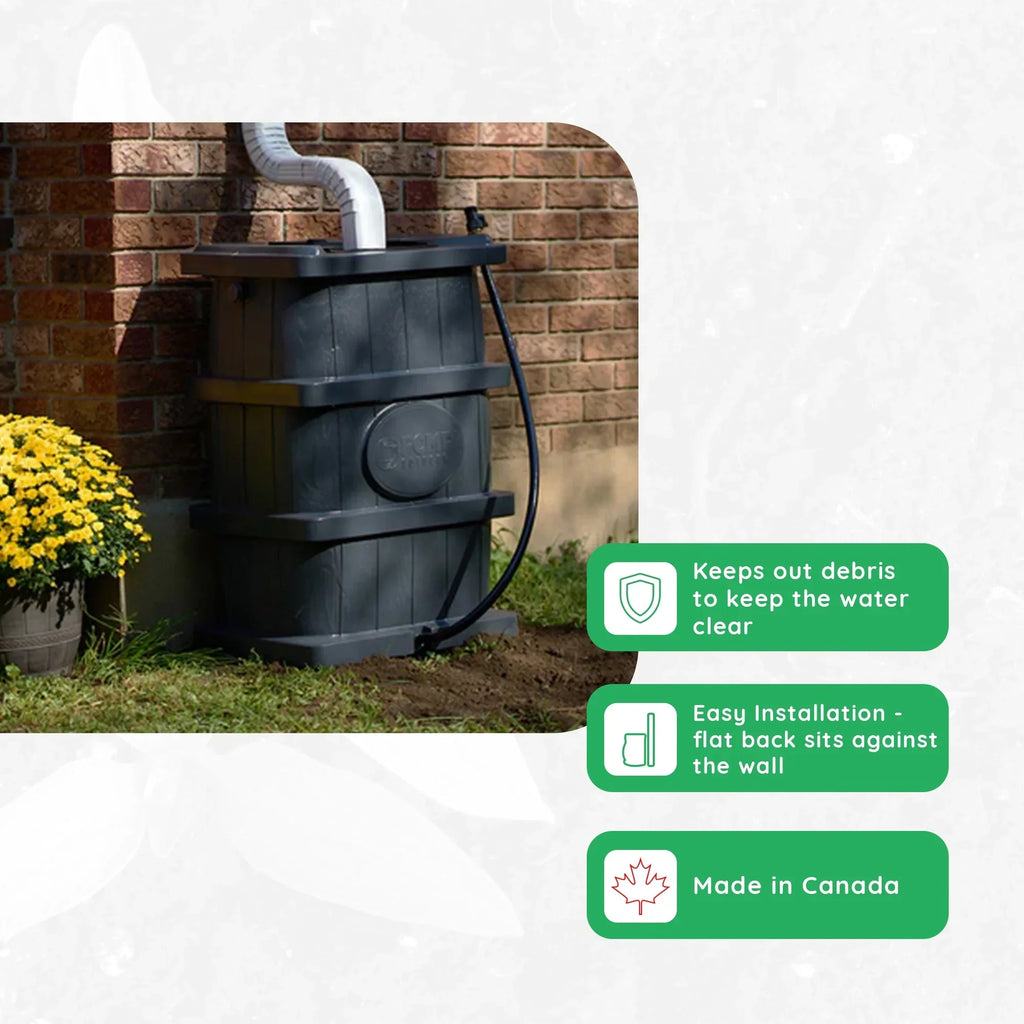 Nouveauté 2026 – Récupérateur d'eau de pluie extérieur FCMP Outdoor WG4000-GRY, aspect bois