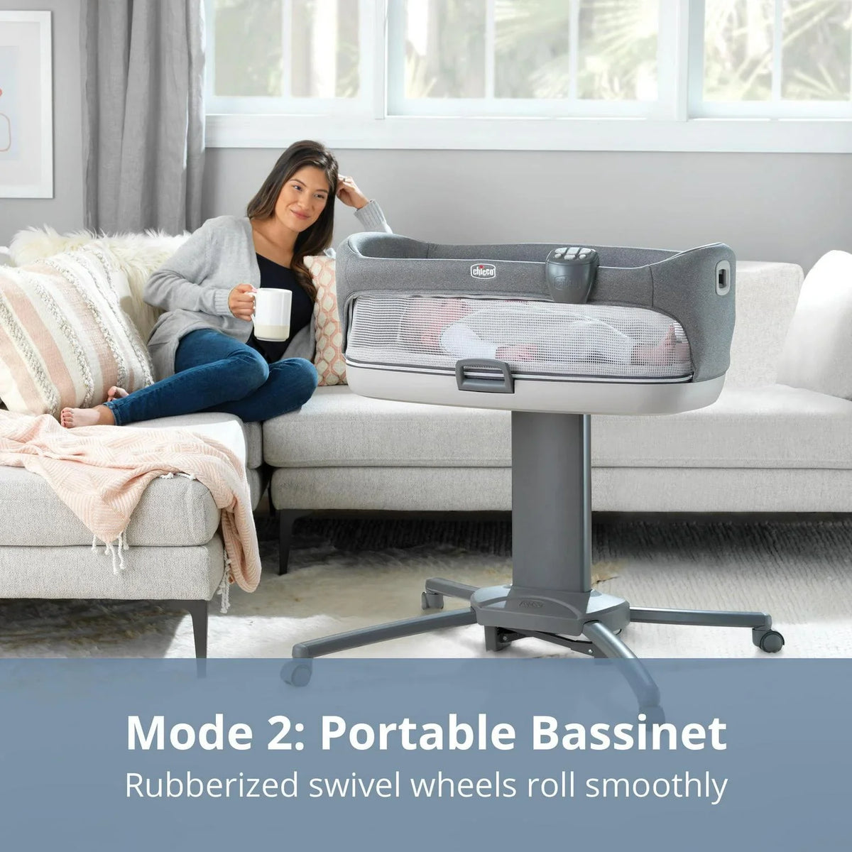 Nouveauté 2026 – Chicco Close to You Berceau de chevet portable 3 en 1 avec table à langer intégrée - Gris chiné (Gris). Neuf