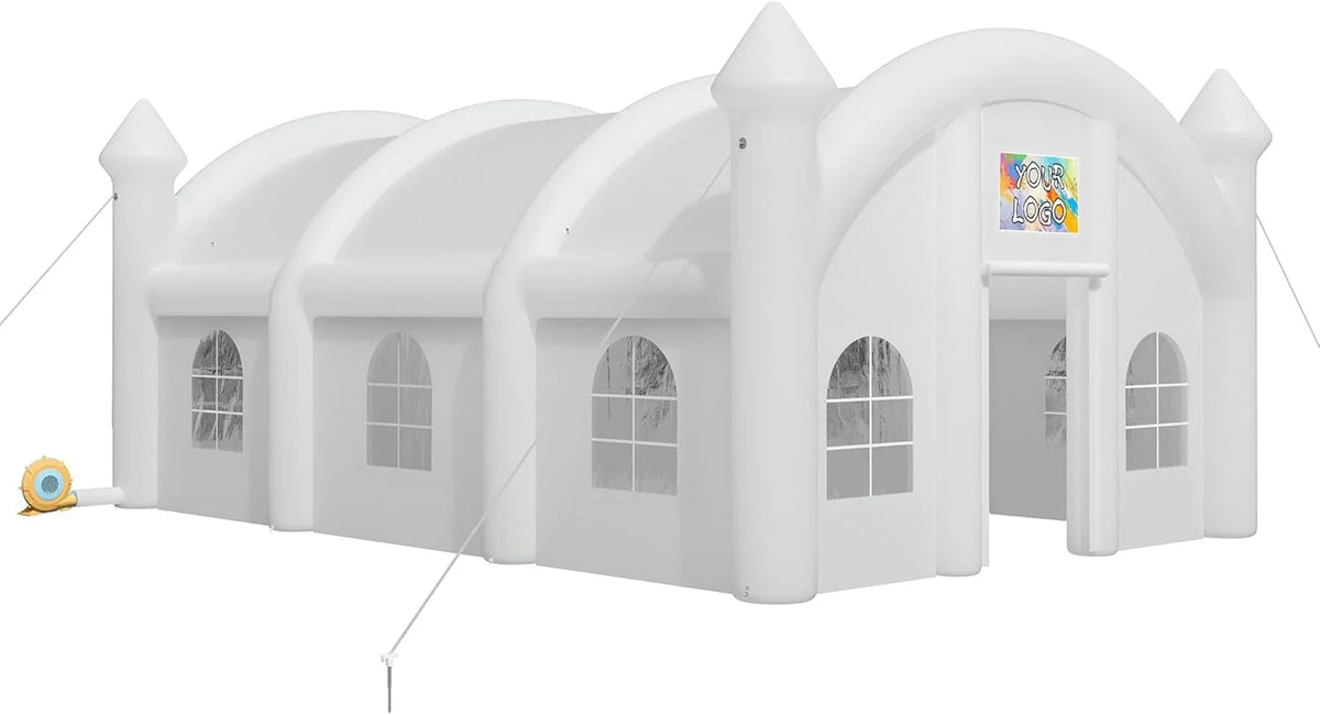Nouveauté 2026 – Tente gonflable Jocisland , 6 x 4,9 x 4,3 m, grande tente noire pour discothèque avec 2 portes latérales, espace logo, gazebo événementiel
