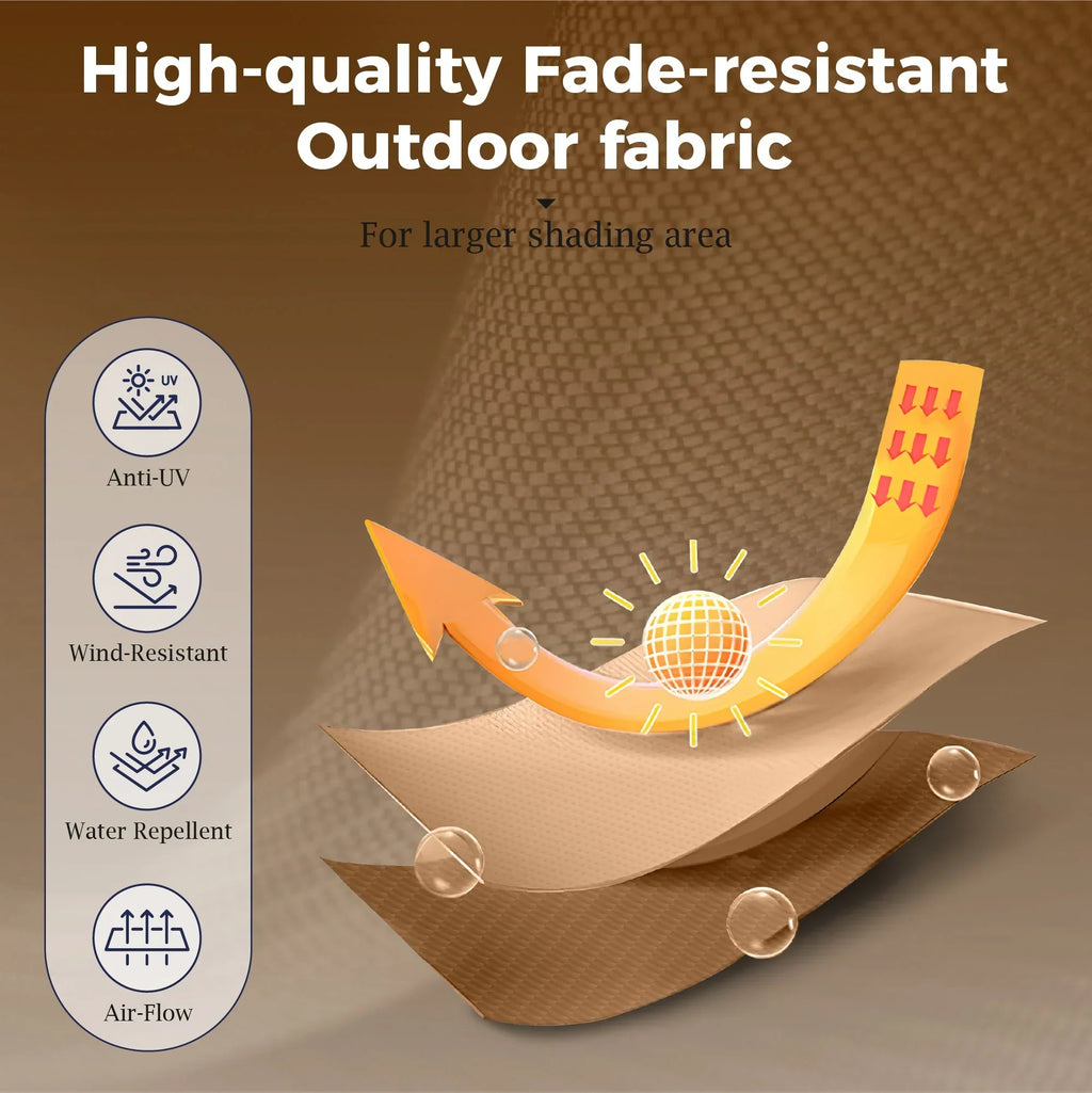 Nouveauté 2026 – Parasol de jardin extra-large Alpha Joy 4,57 m (15 pi) à double face avec manivelle et base - Gris fumé