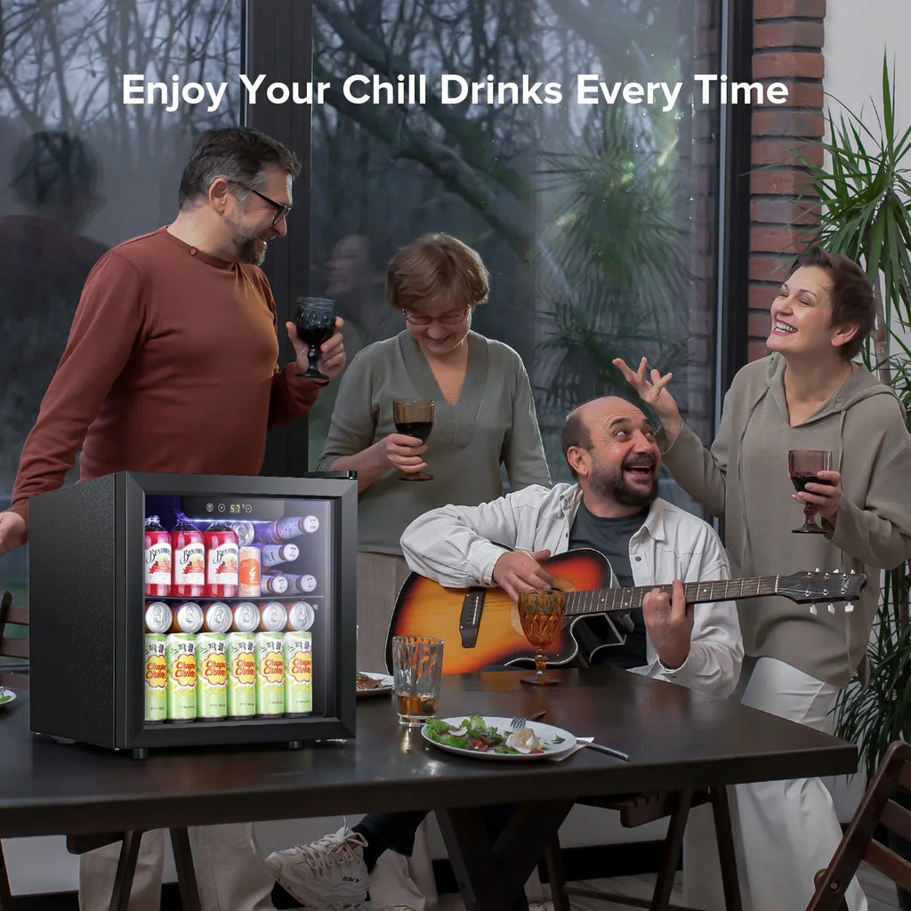 Nouveauté 2026 – Mini-réfrigérateur à boissons Auseo , 1,3 pi³ (37 litres) - Capacité de 55 canettes et 12 bouteilles - Porte double vitrée - Idéal pour la maison, le bar ou le bureau - Commandes tactiles électroniques