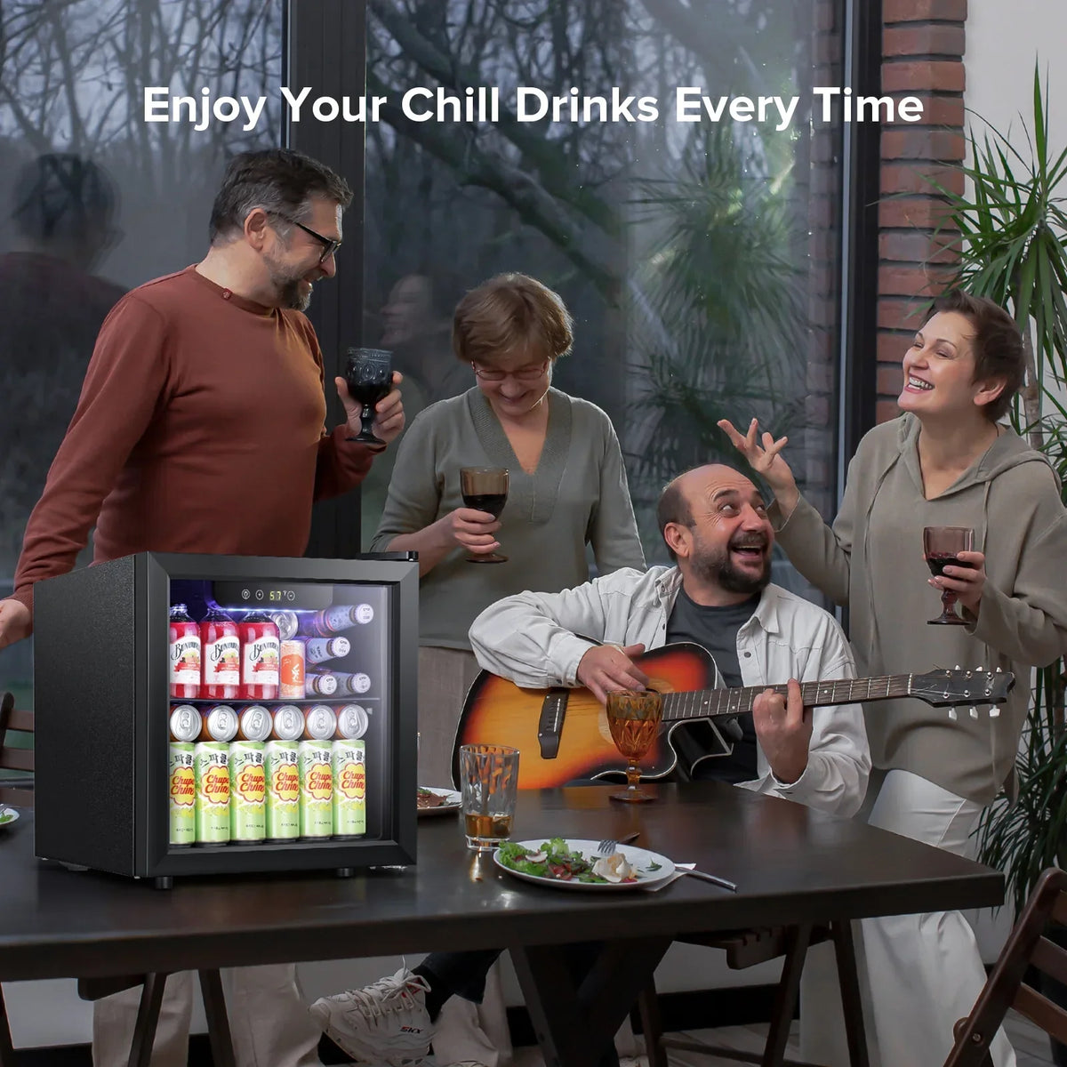 Nouveauté 2026 – Mini-réfrigérateur à boissons Auseo , 1,3 pi³ (37 litres) - Capacité de 55 canettes et 12 bouteilles - Porte double vitrée - Idéal pour la maison, le bar ou le bureau - Commandes tactiles électroniques