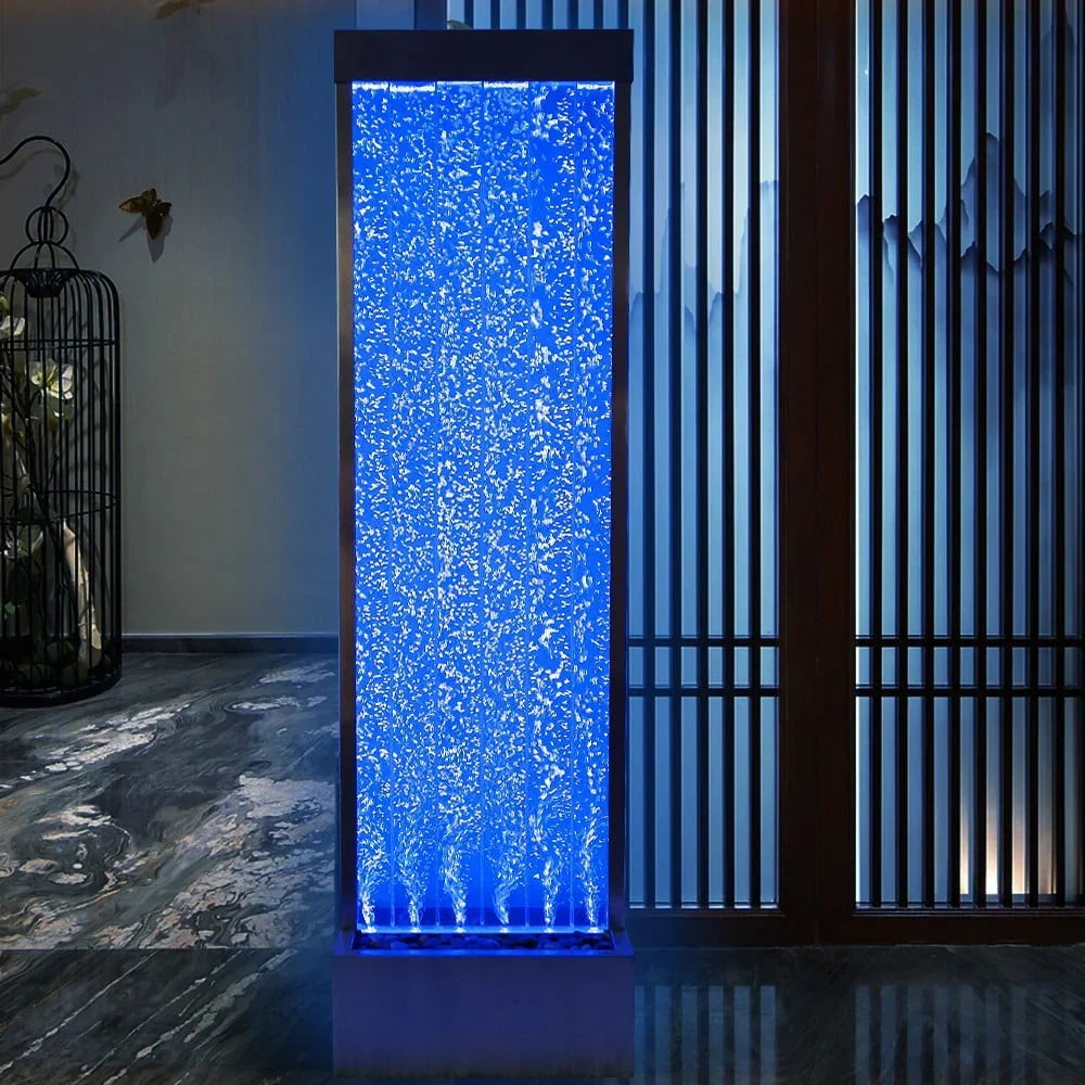 Nouveauté 2026 – Fontaine à bulles acrylique 72'' , panneau à bulles sur pied, éclairage couleur/télécommande