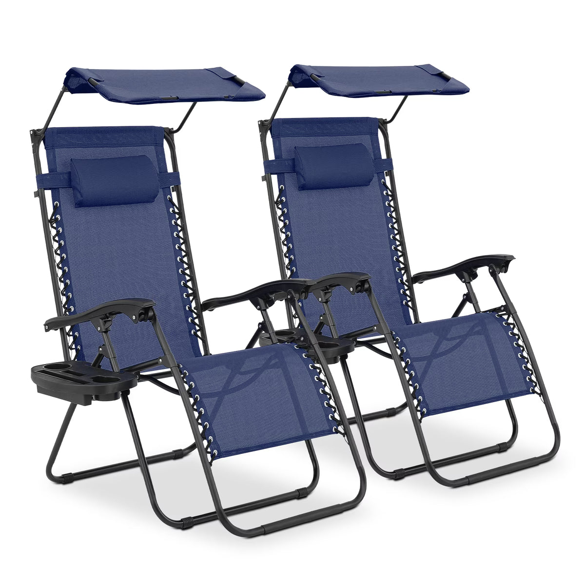 Nouveauté 2026 – Ensemble de 2 chaises MoNiBloom Zero Gravity , fauteuils de plage/terrasse pliables avec auvent et appui-tête, noirs