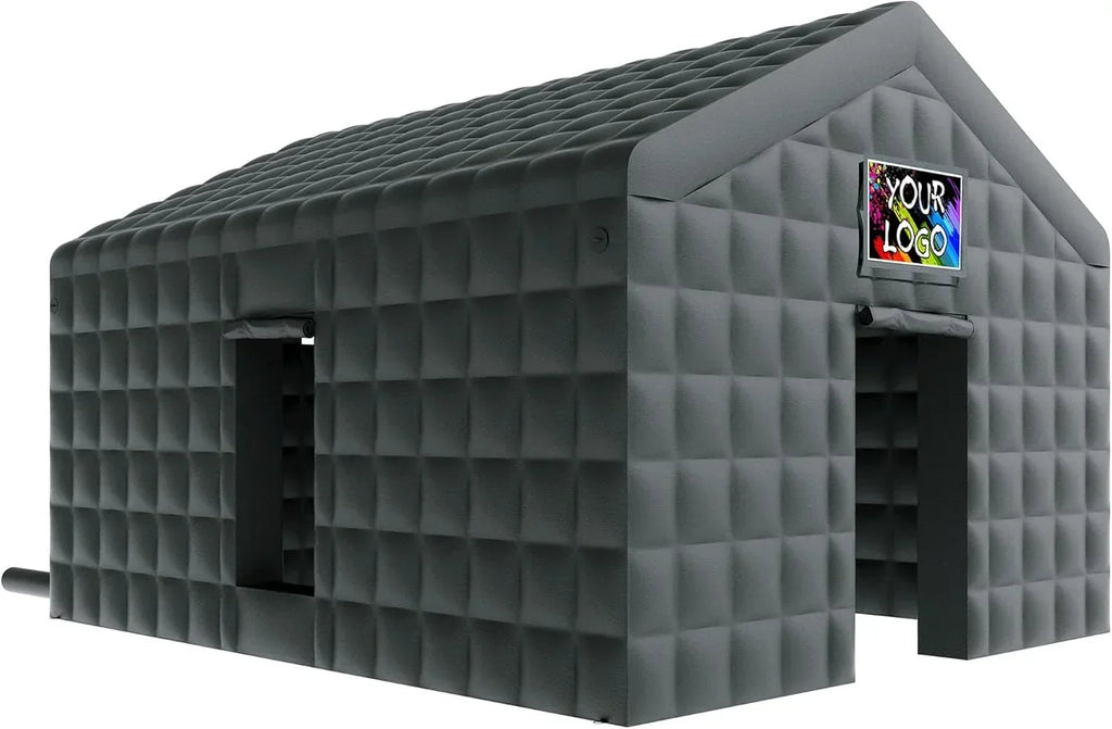 Nouveauté 2026 – Tente gonflable Jocisland , 6 x 4,9 x 4,3 m, grande tente noire pour discothèque avec 2 portes latérales, espace logo, gazebo événementiel