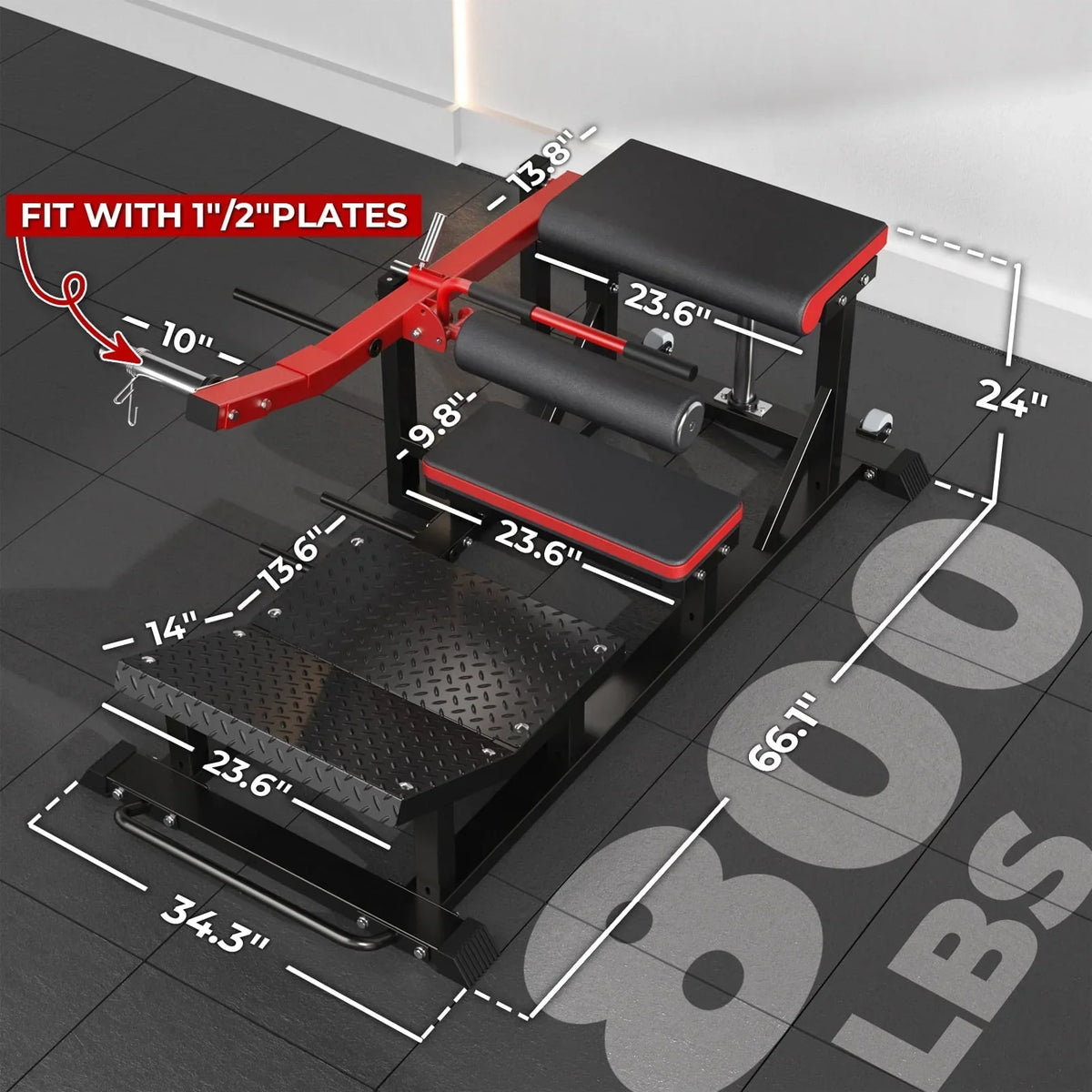 Nouveauté 2026 – Machine à pont fessier syedee , machine robuste à charge guidée pour le hip thrust, machine Glute Drive pour le modelage des muscles fessiers (rouge