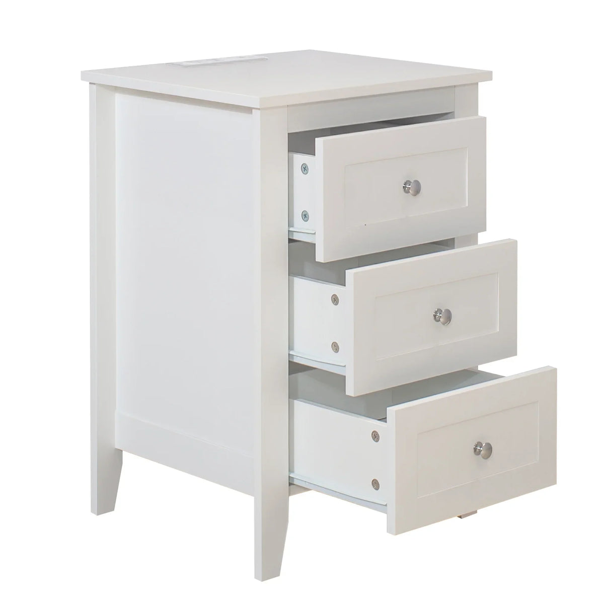 Nouveauté 2026 – Ensemble de 2 tables de chevet modernes blanches à 3 tiroirs Glavbiku , avec ports USB et prises électriques, pour chambres à coucher, adultes