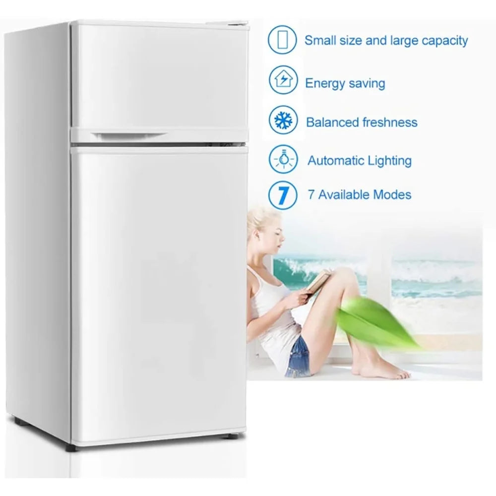 Nouveauté 2026 – Réfrigérateur compact Canddidliike 2 portes, blanc, en tôle laminée à froid, avec congélateur et thermostat réglable