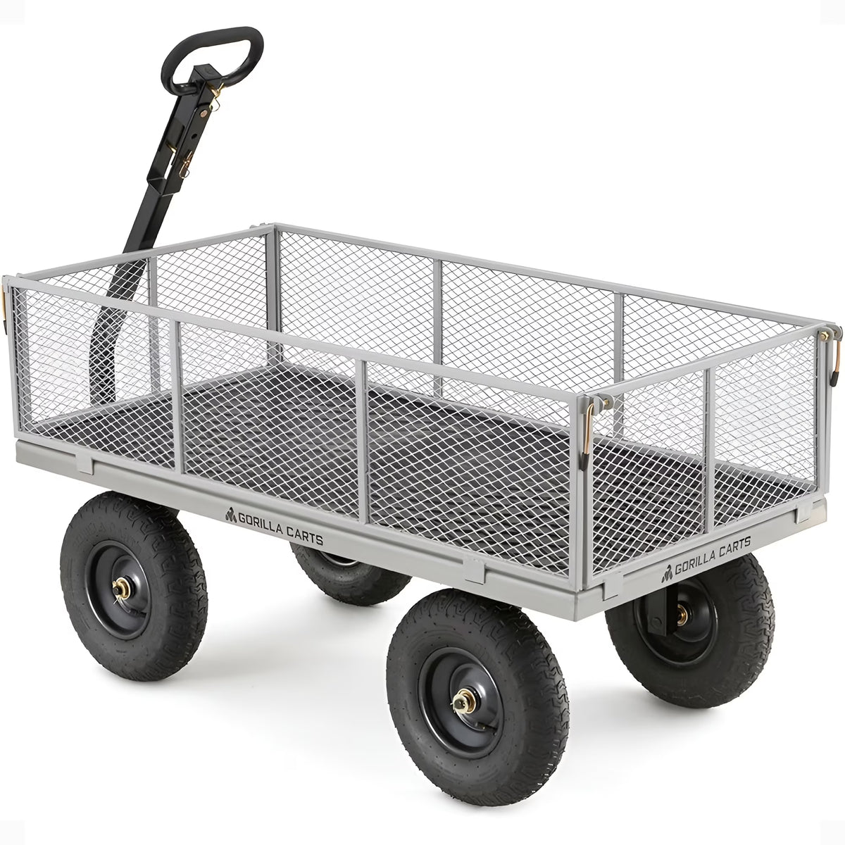 Nouveauté 2026 – Chariot utilitaire en acier Gorilla Carts, capacité de 1000 lb, modèle n° GOR1001-Com, pneus pneumatiques de 13 pouces