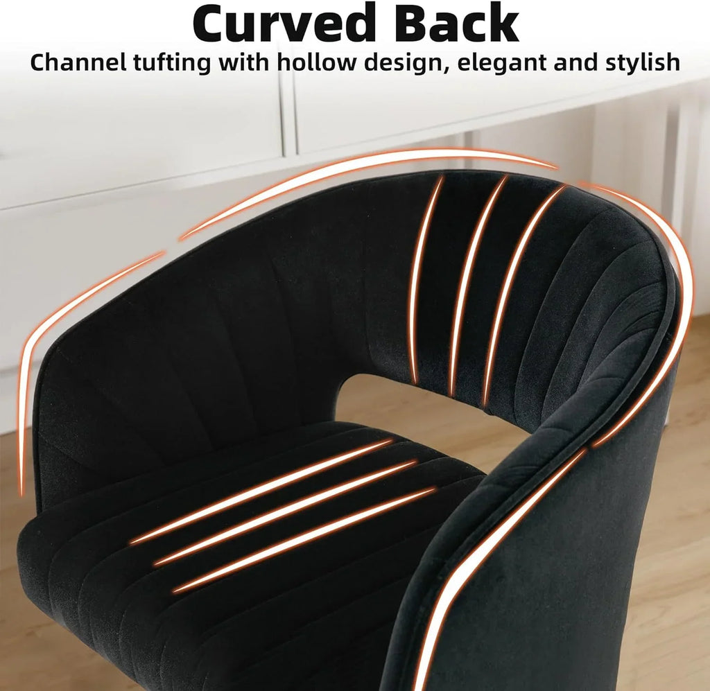 Nouveauté 2026 – Chaise de bureau Westice , chaise de travail en velours, chaise pivotante réglable en hauteur avec base dorée, idéale pour coiffeuse, bureau, salon ou salle informatique, beige