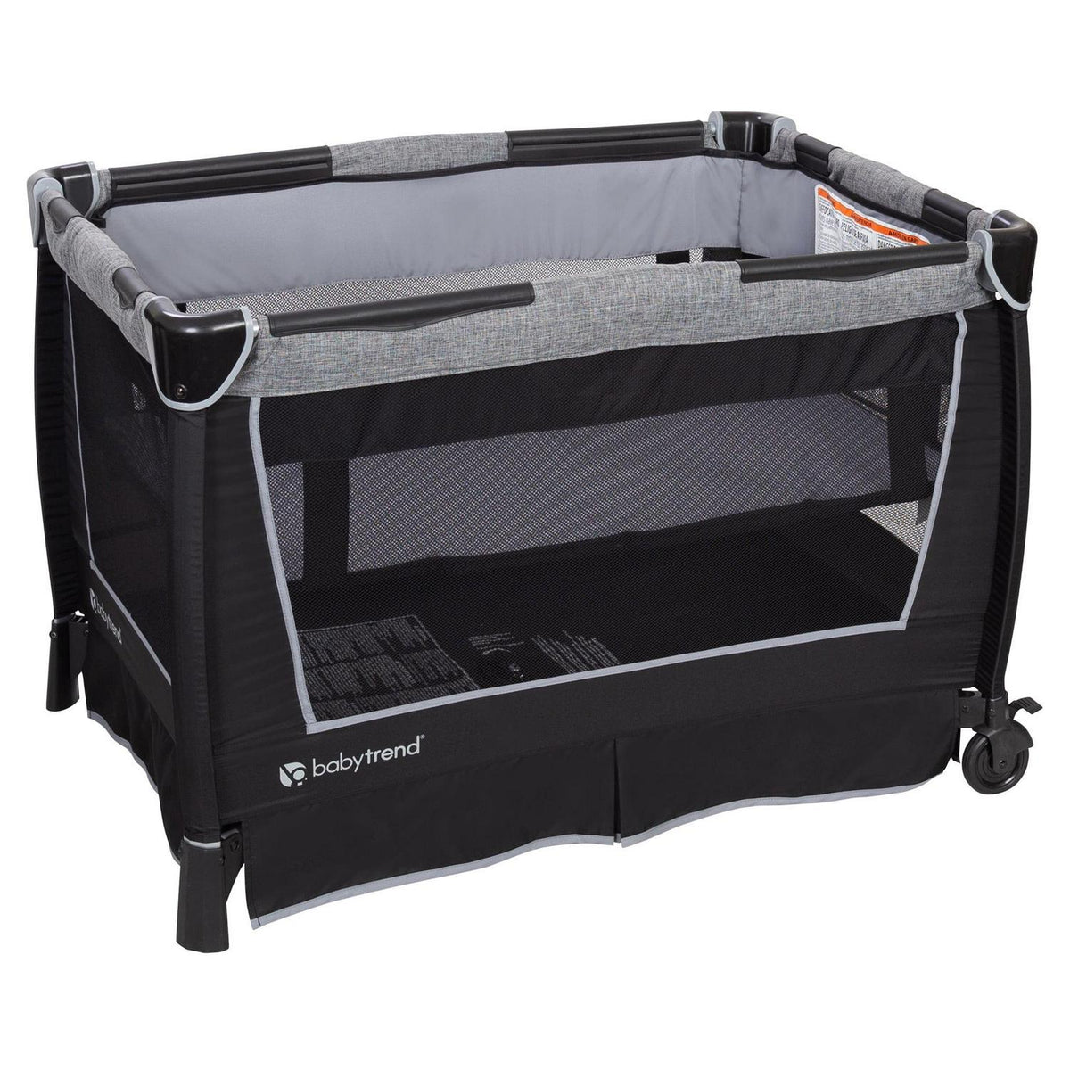 Nouveauté 2026 – Parc pour bébé Simply Smart Nursery Center de Baby Trend avec berceau et sac de transport - Gris murmure