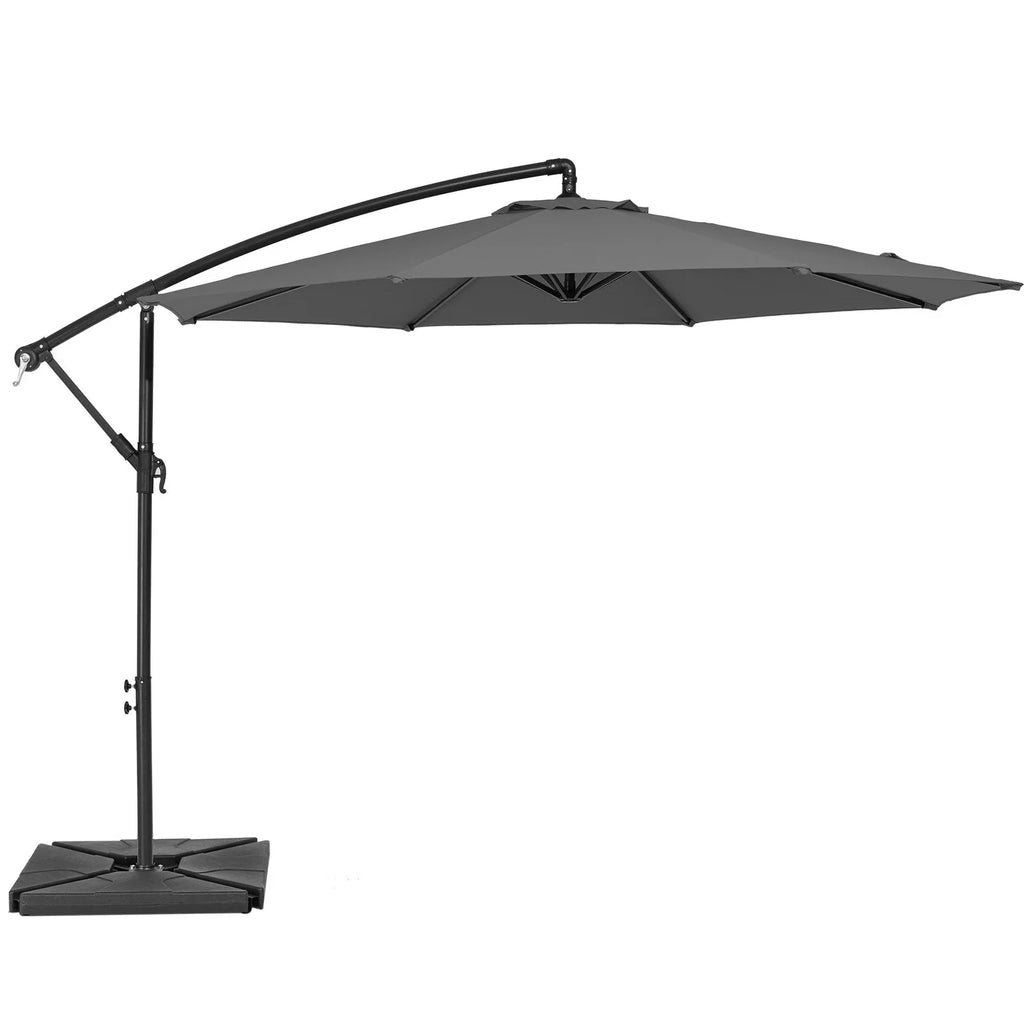 Nouveauté 2026 – Parasol déporté suspendu JUSTLET de 3 m (10 pi) robuste avec base en 4 pièces incluse, beige