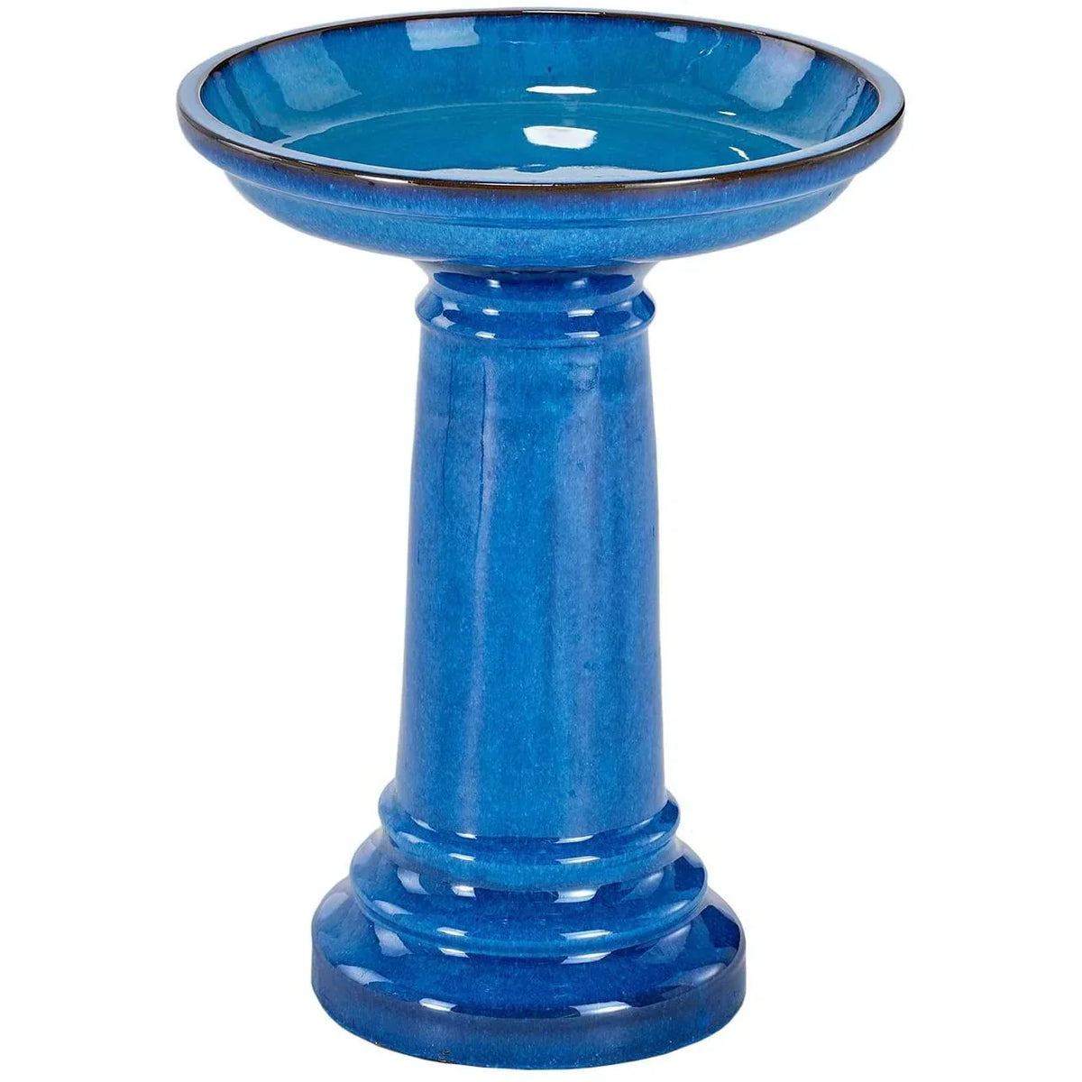 Nouveauté 2026 – Bain d'oiseaux traditionnel en céramique Aviatra de Smart Solar (réf. 207104-BT), bleu vif, bleu vif