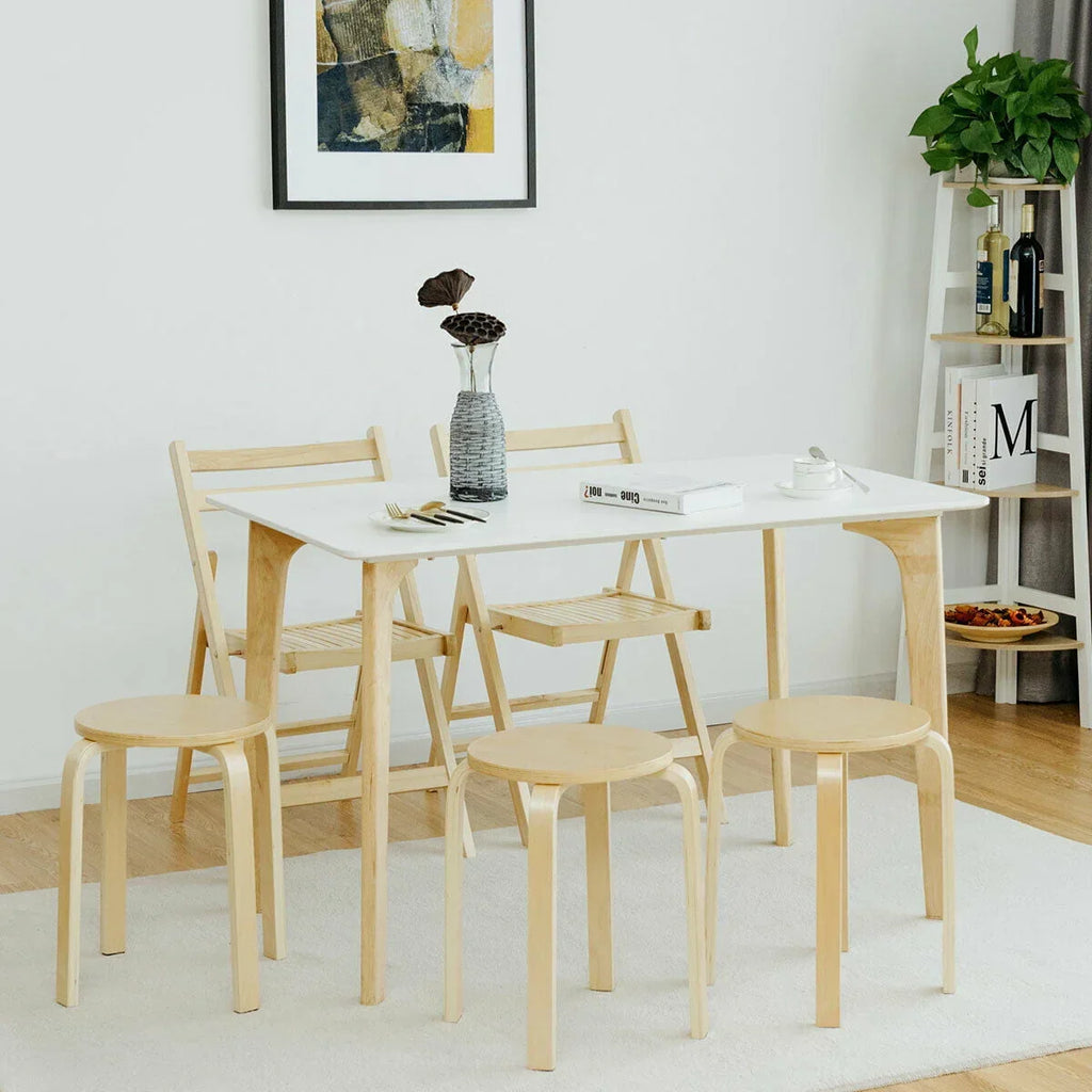 Nouveauté 2026 – Ensemble de 4 tabourets empilables de 45,7 cm (18 po) avec dossier inclinable, en bois, pour salle à manger et décoration intérieure